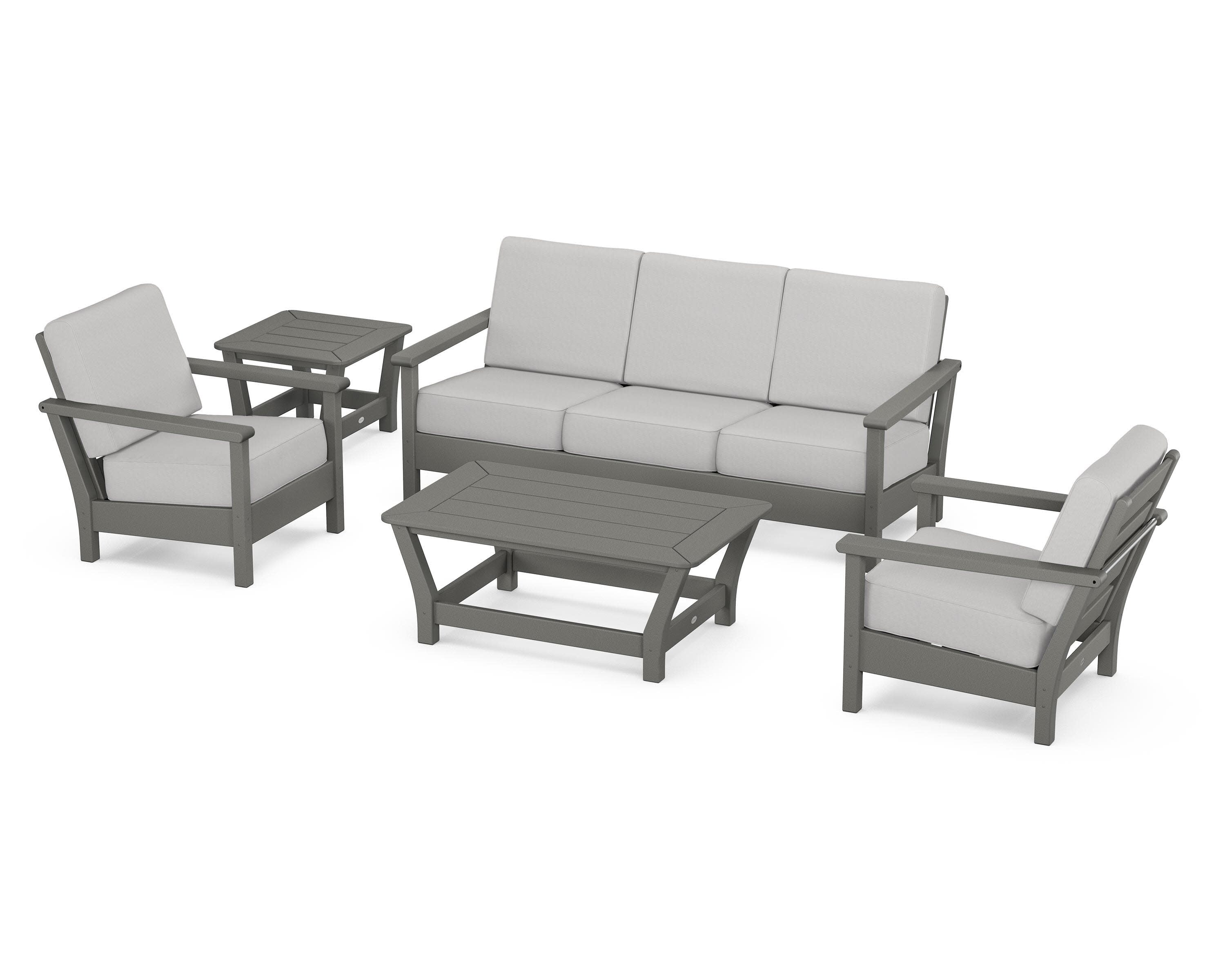 Harbour 5-Piece Deep Seating Set in Slate Grey / Diamond in the Rough