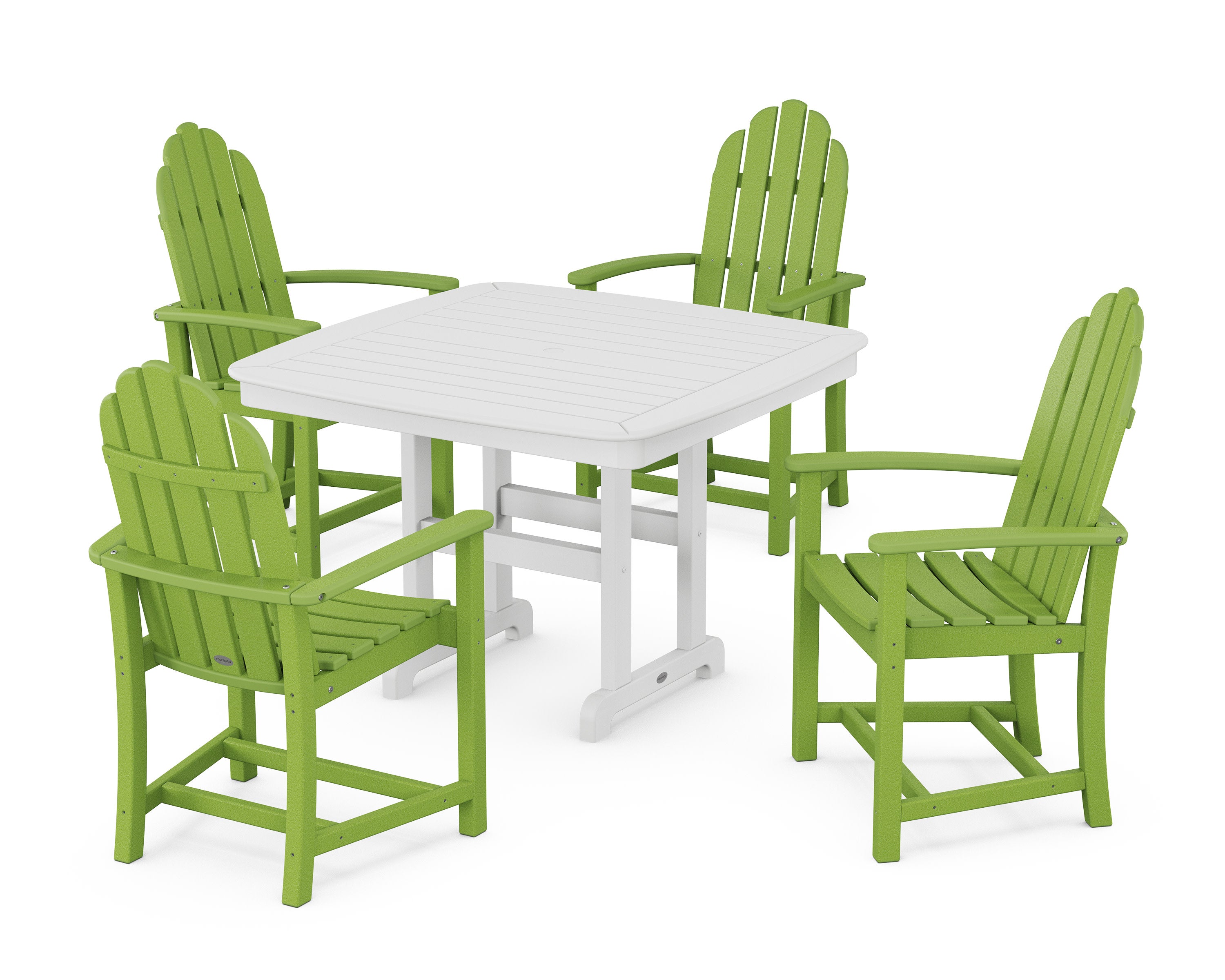 Classic Adirondack 5-Piece Dining Set with Trestle Legs in Lime / White