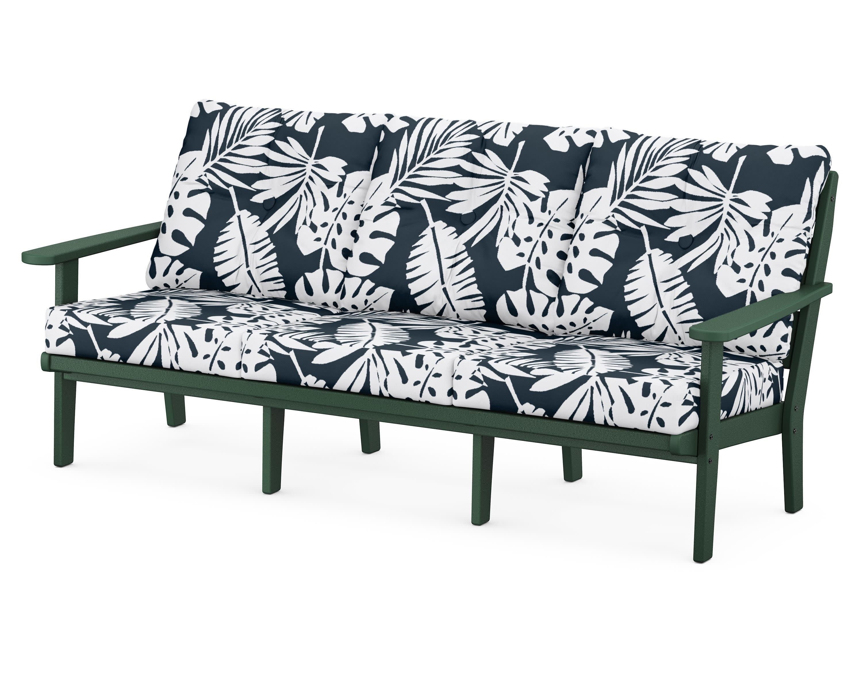 Lakeside Deep Seating Sofa in Green / Leaf Marine Indigo