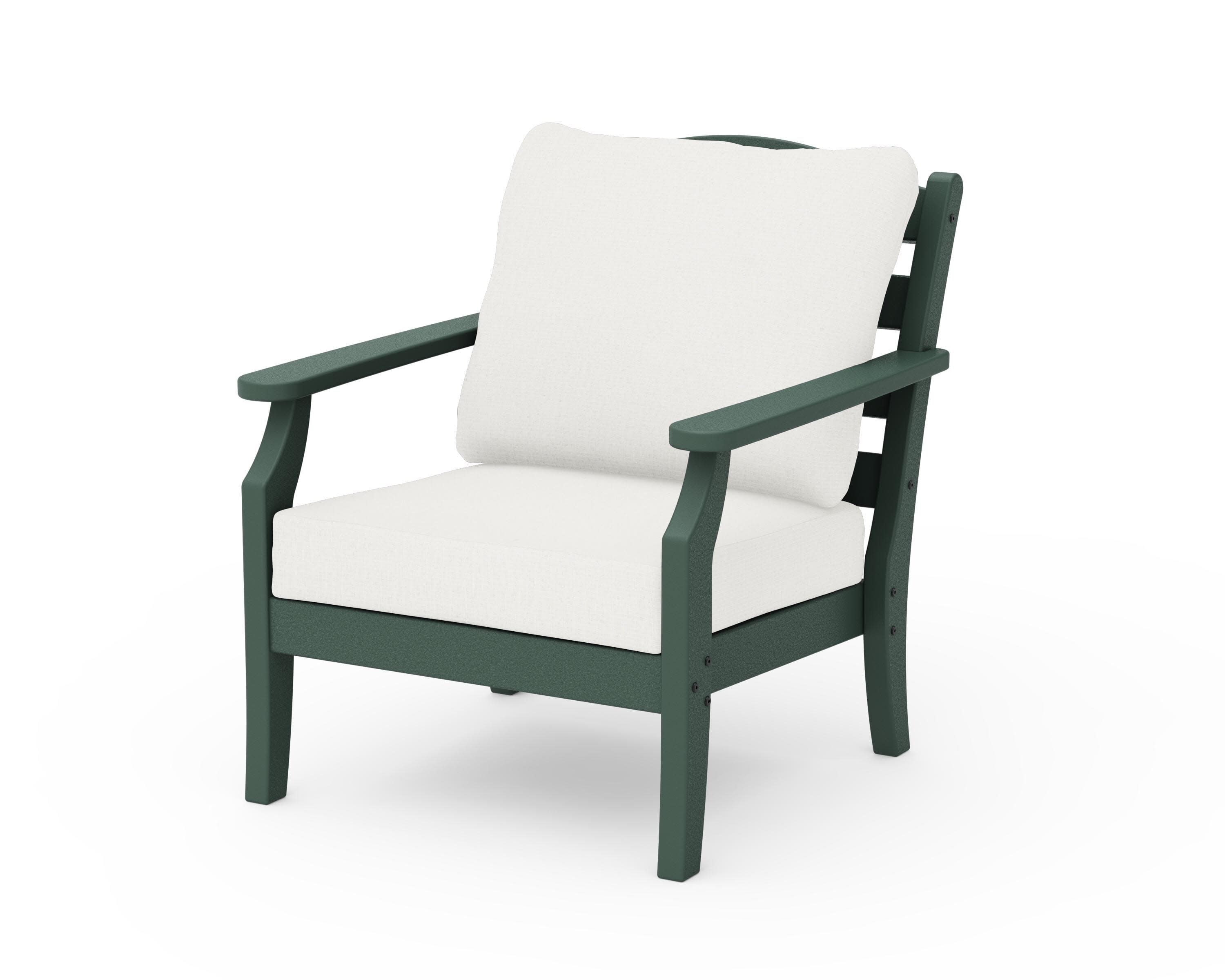 Savannah Deep Seating Chair in Green / Natural Linen