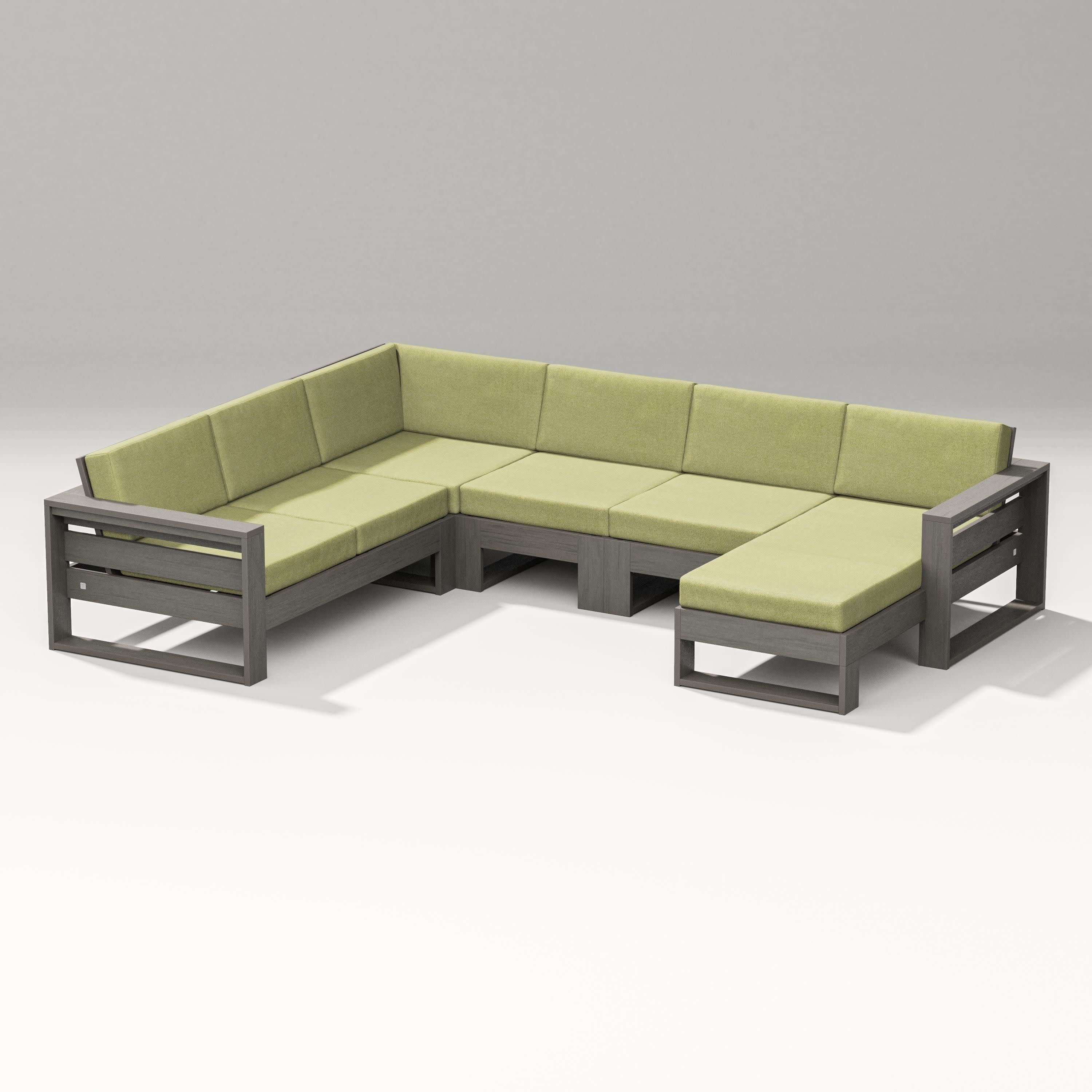 Latitude Corner Sectional with Right Chaise in Driftwood / Chartreuse Boucle