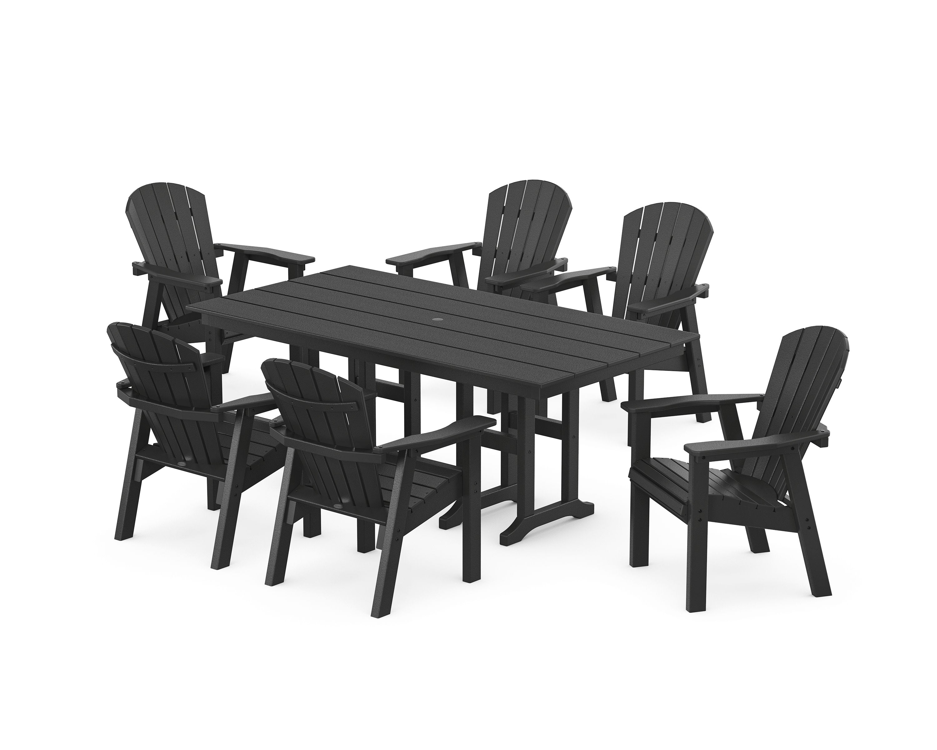 Seashell 7-Piece Farmhouse Dining Set in Black