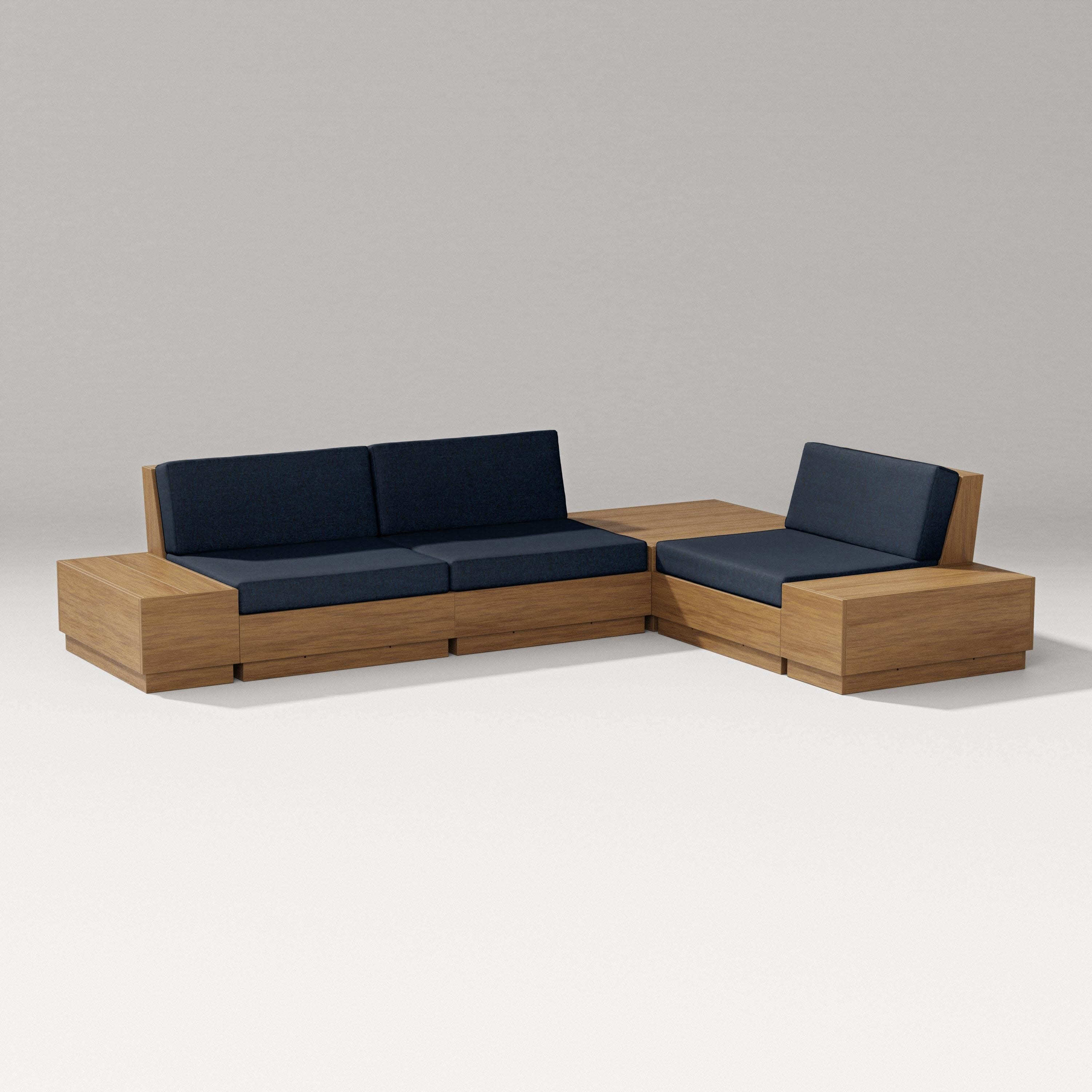 Elevate 6-Piece Corner Sectional in Natural / Marine Indigo