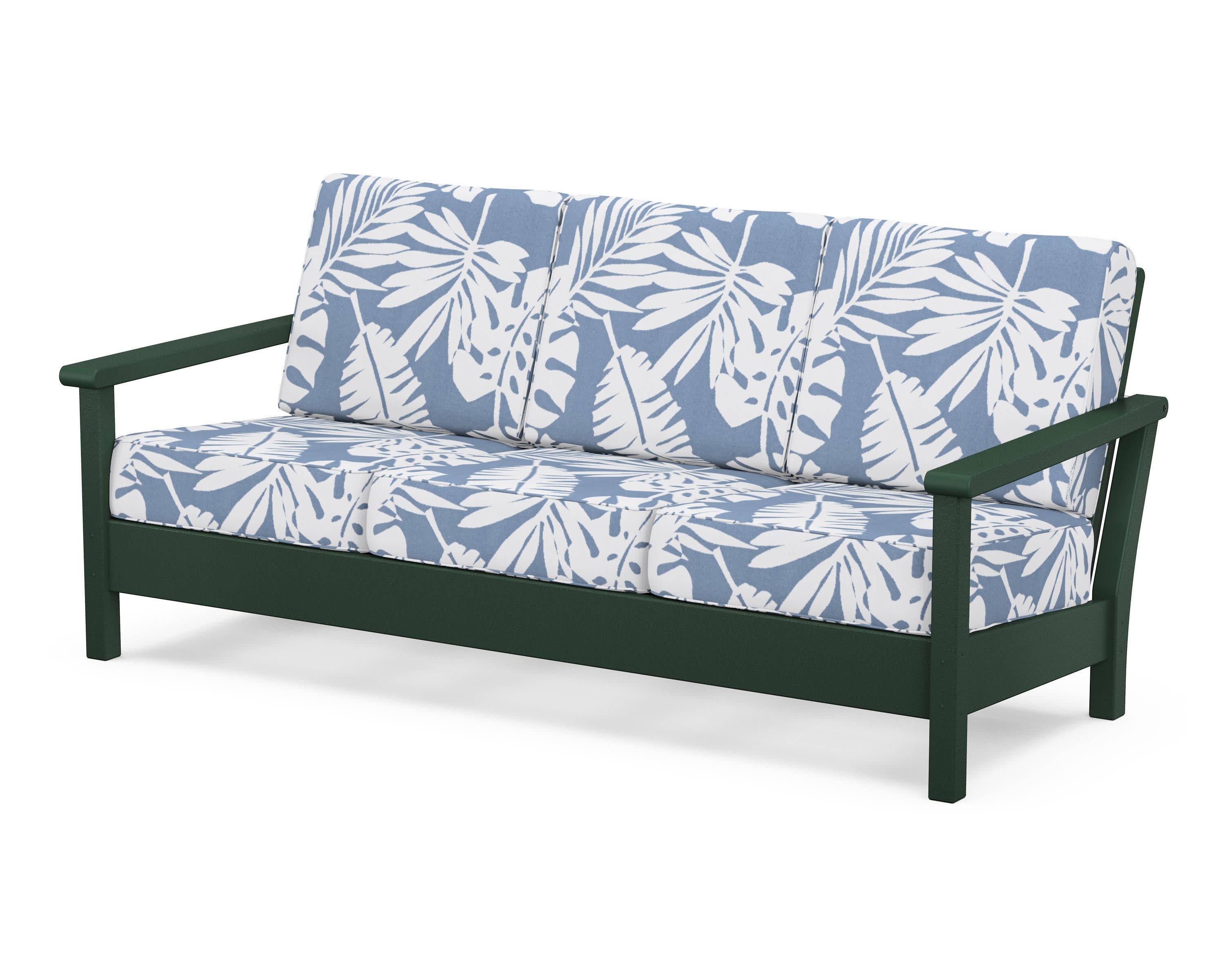 Harbour Deep Seating Sofa in Green / Leaf Sky Blue