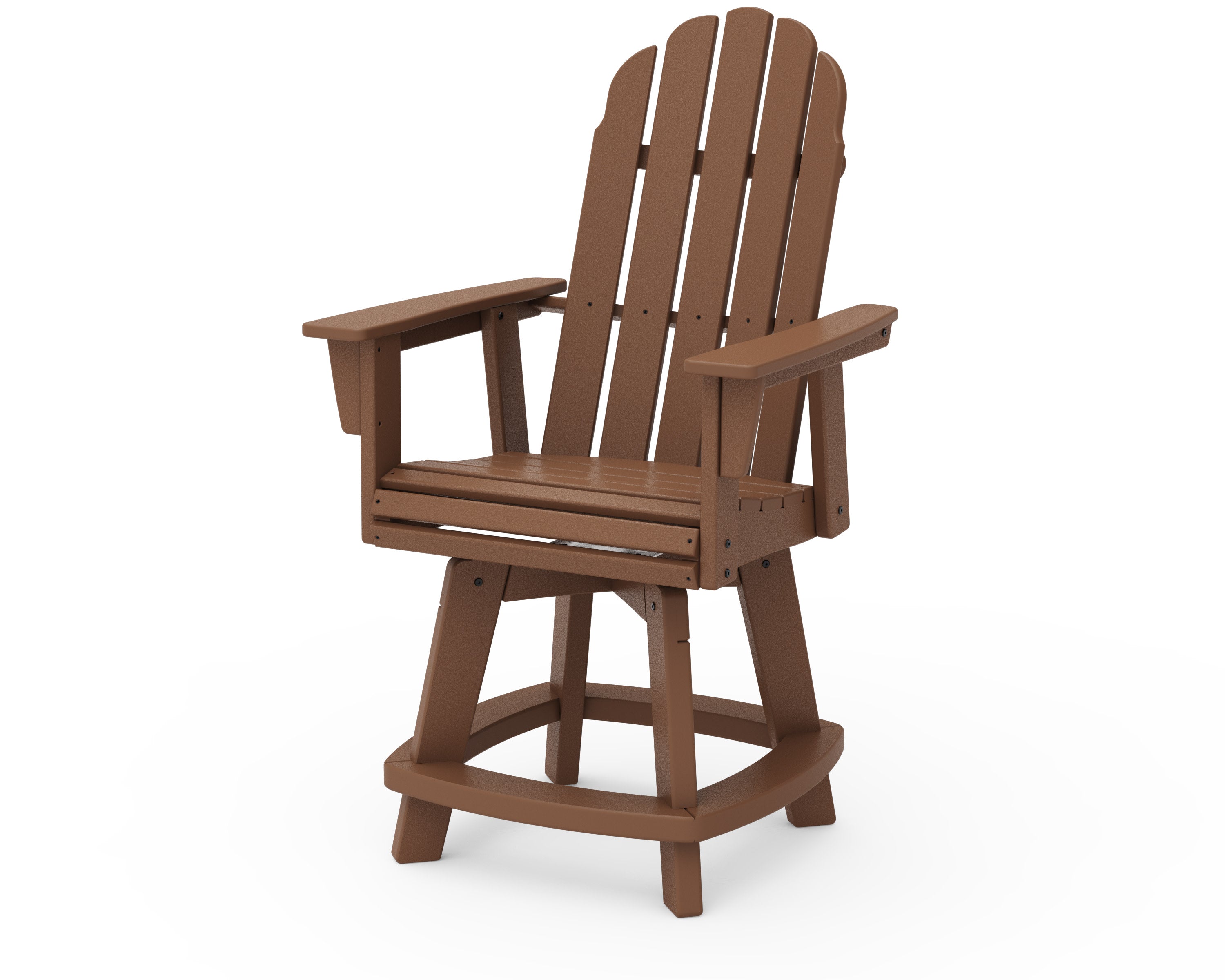 Vineyard Curveback Adirondack Swivel Counter Chair in Teak