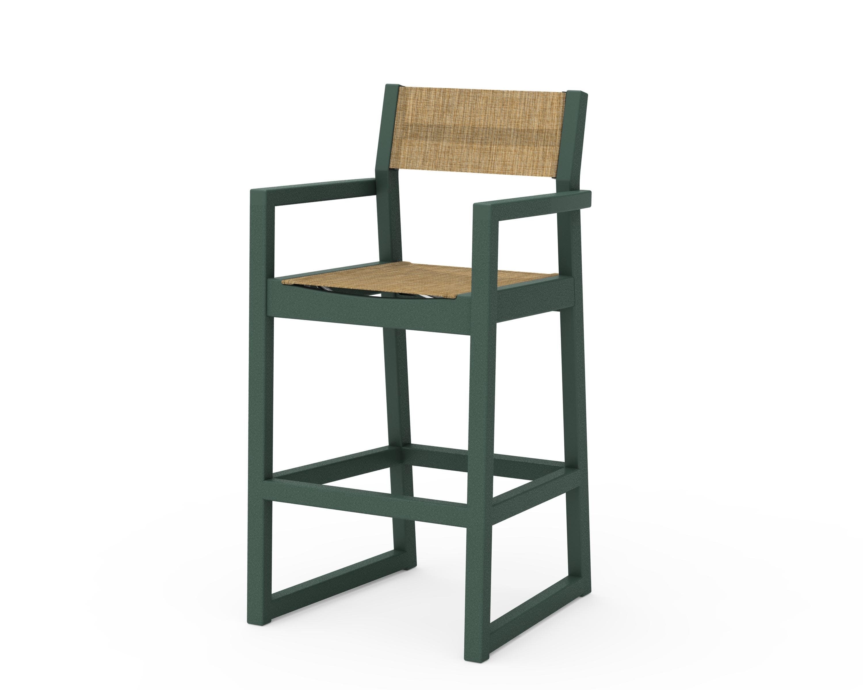 EDGE Sling Bar Arm Chair in Green / Burlap Sling