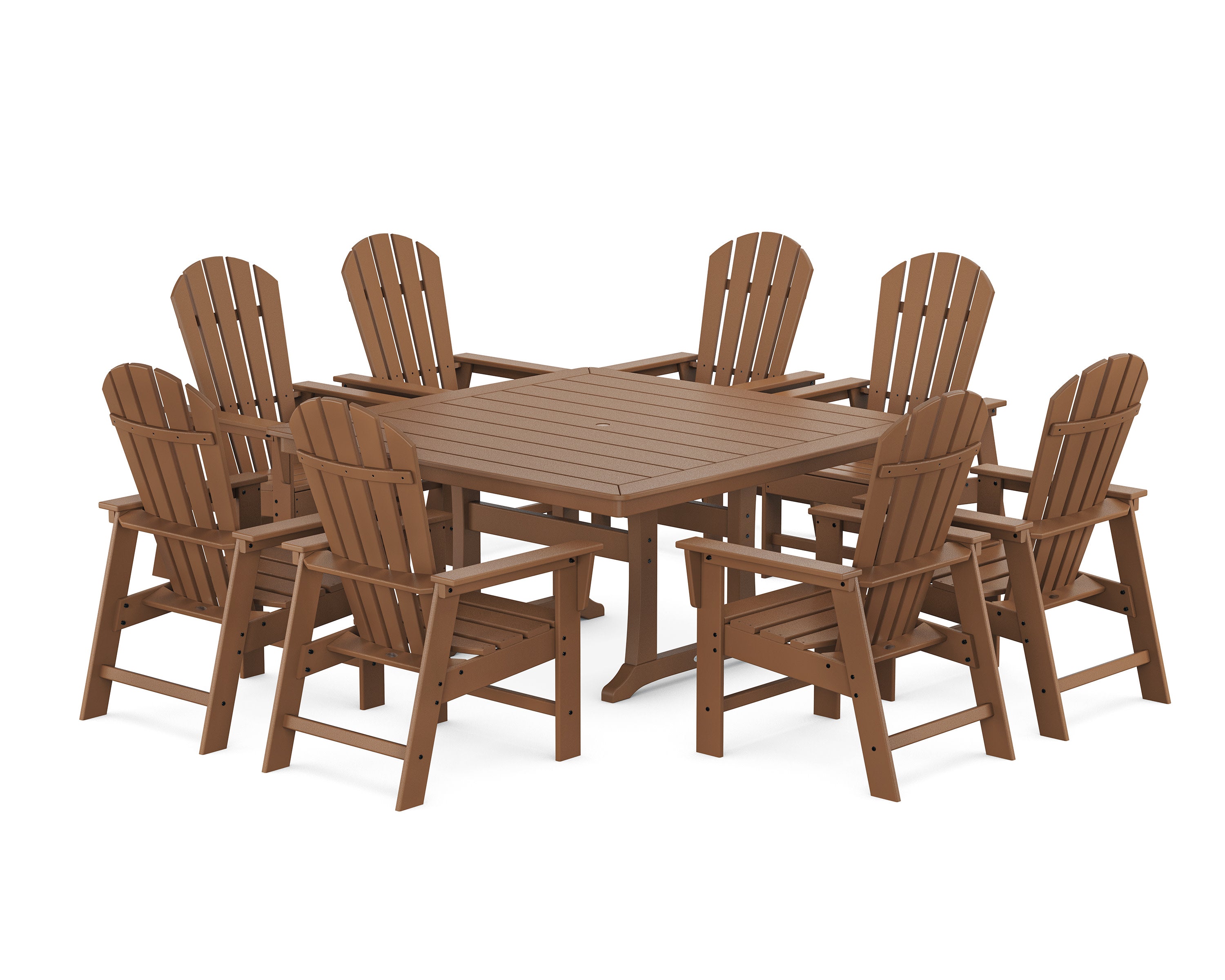 South Beach 9-Piece Square Dining Set with Trestle Legs in Teak