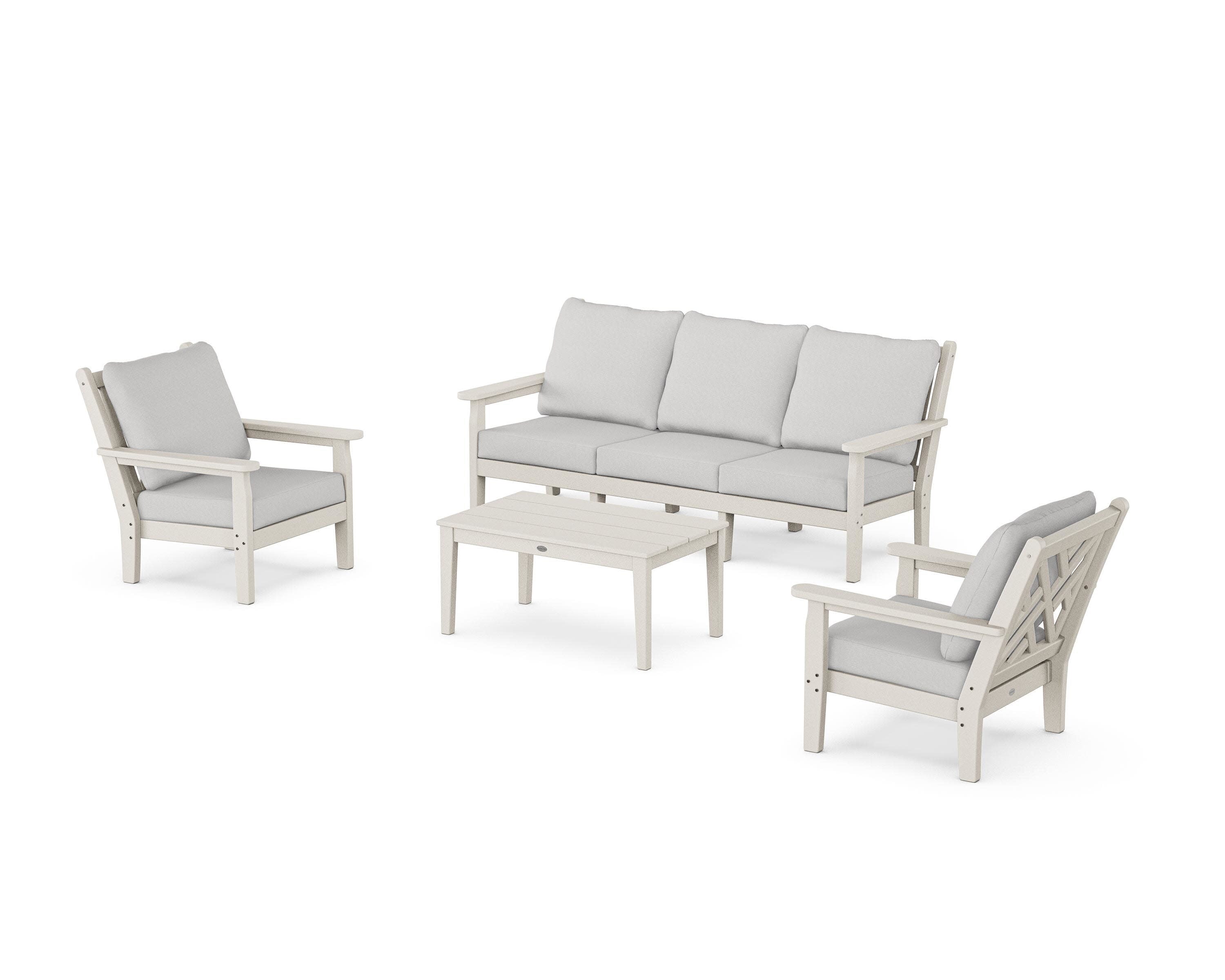 Chippendale 4-Piece Deep Seating Set with Sofa in Sand / Diamond in the Rough