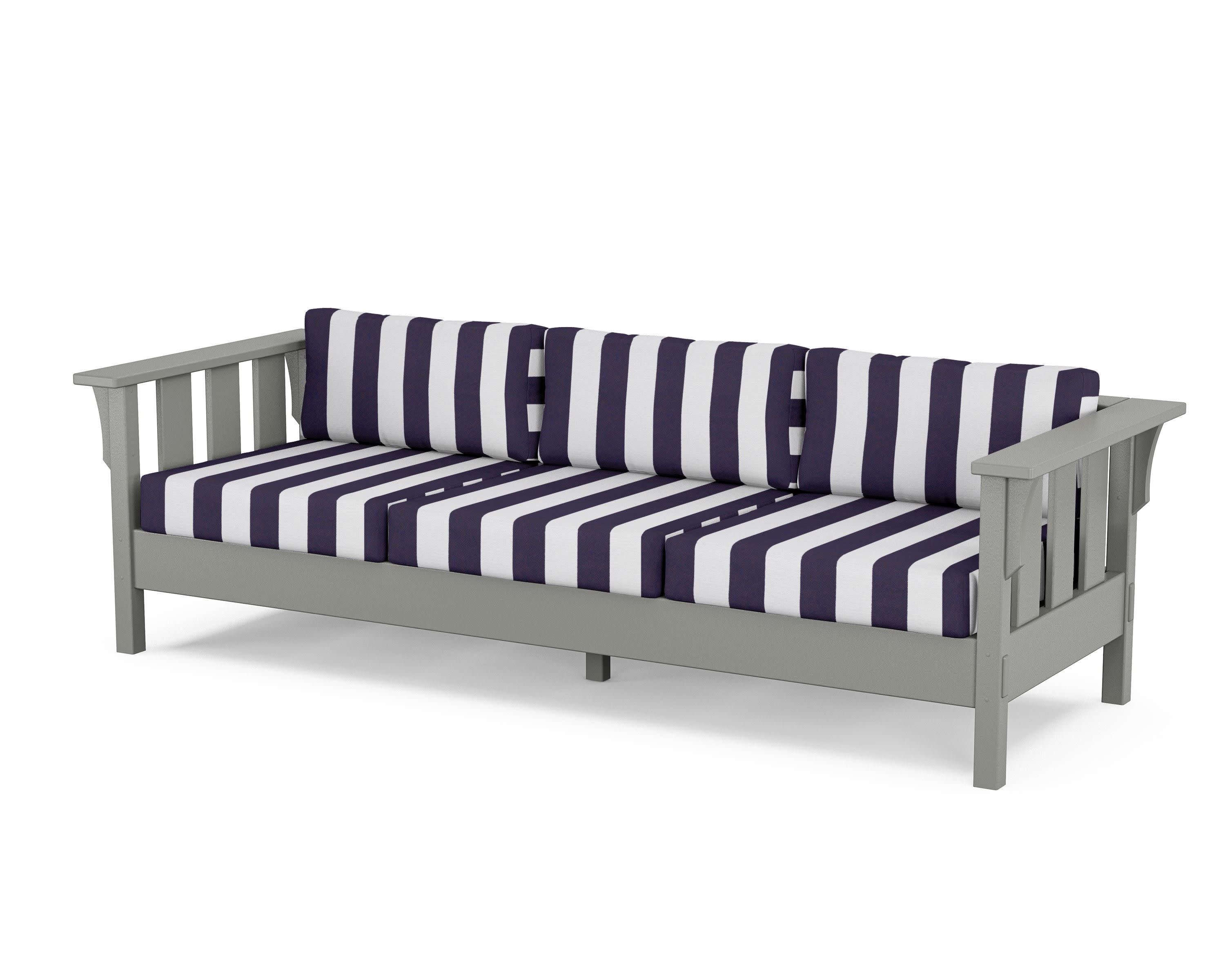 Acadia Deep Seating Sofa in Slate Grey / Cabana Stripe Navy