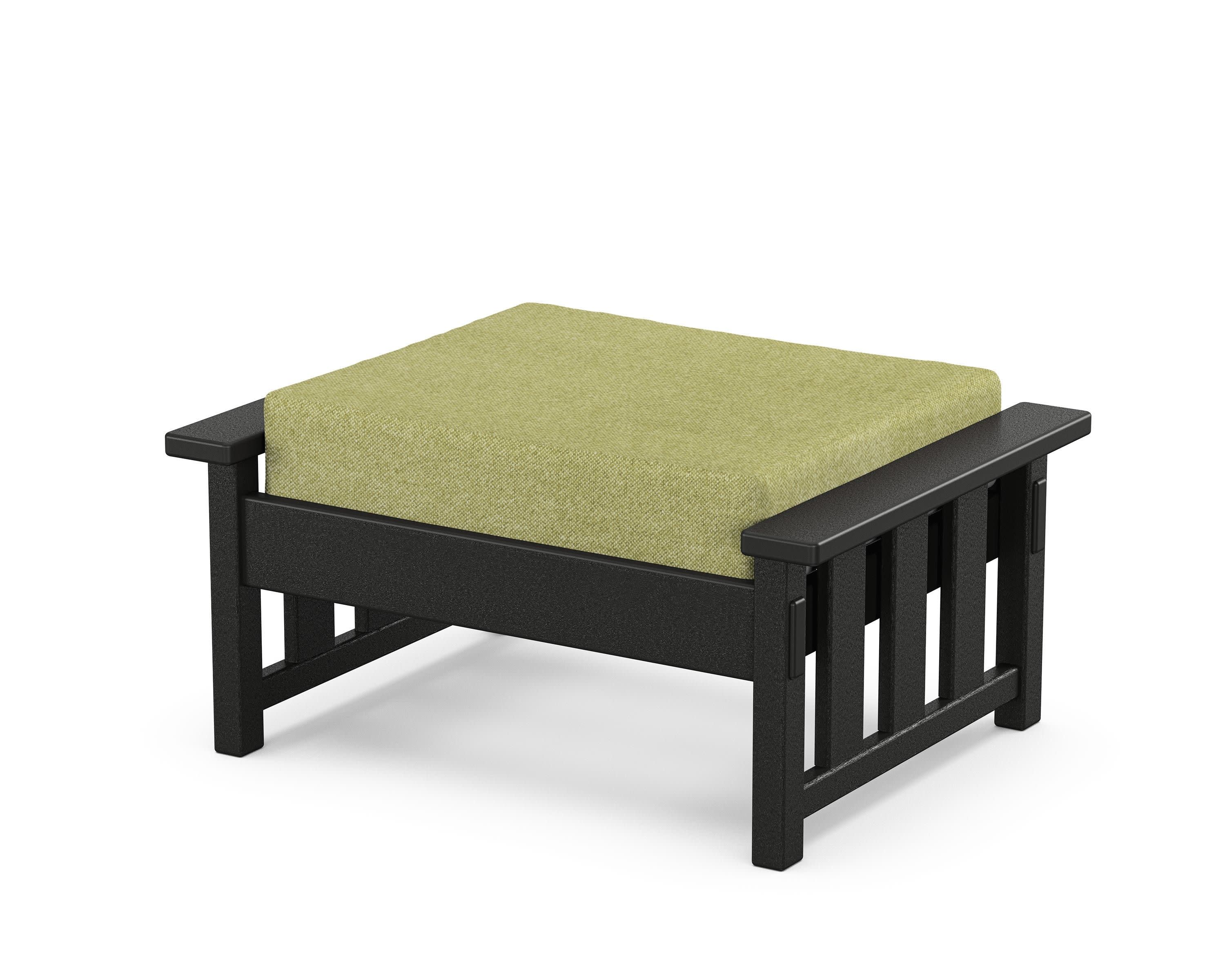 Acadia Deep Seating Ottoman in Black / Chartreuse Boucle