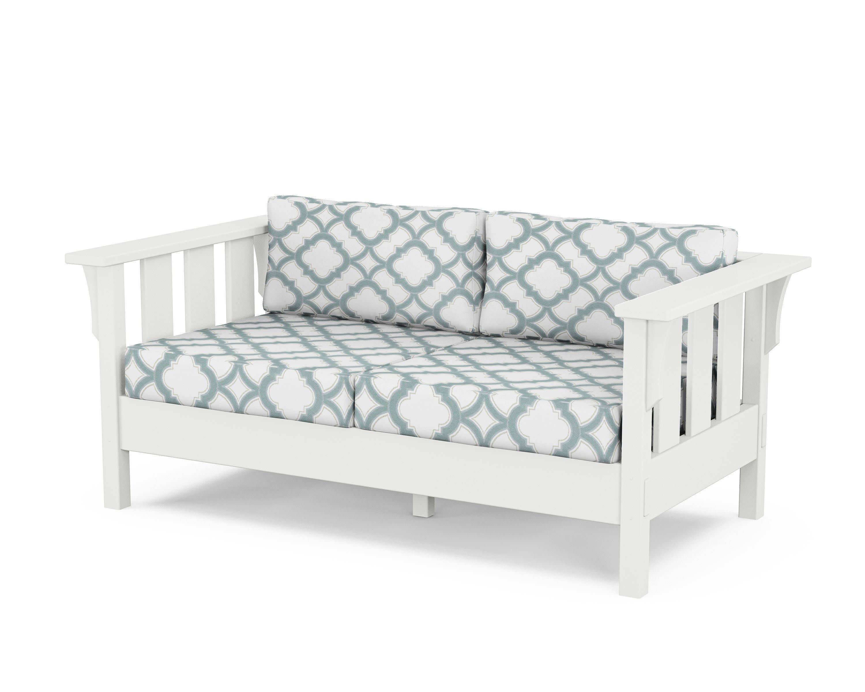 Acadia Deep Seating Loveseat in White / Trellis Glacier Spa