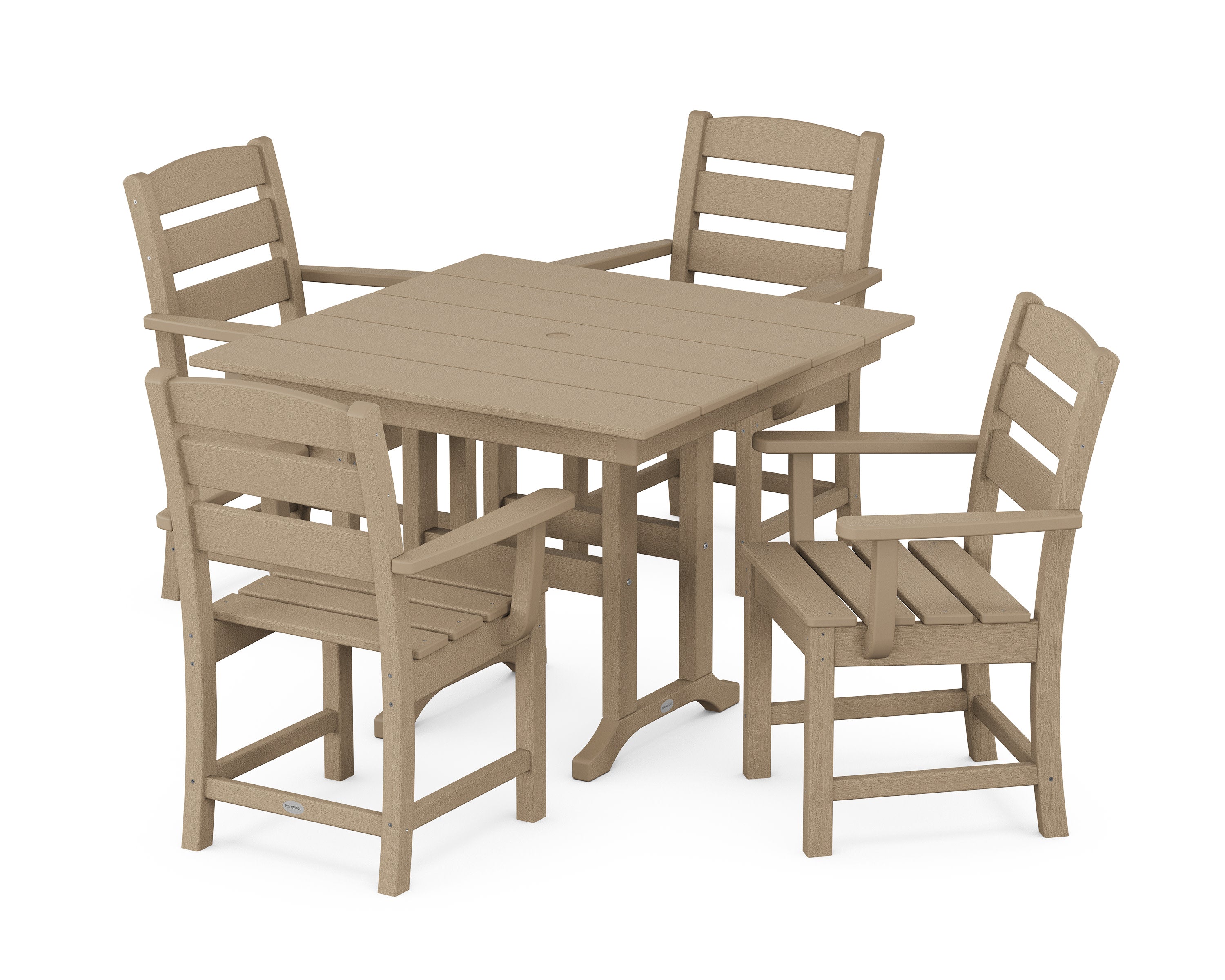 Lakeside 5-Piece Farmhouse Dining Set in Vintage Sahara