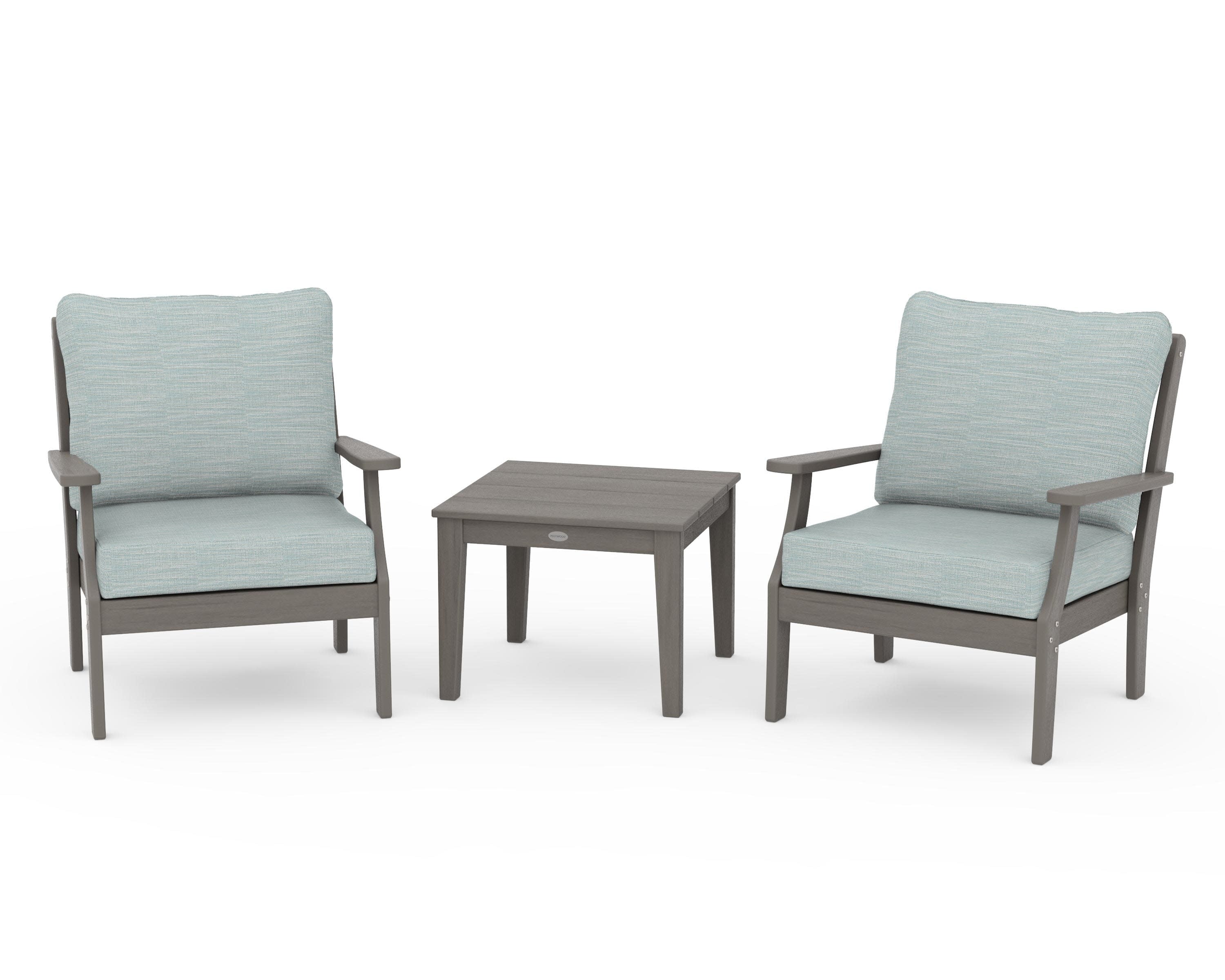 Braxton 3-Piece Deep Seating Set in Driftwood / Soothe Mist