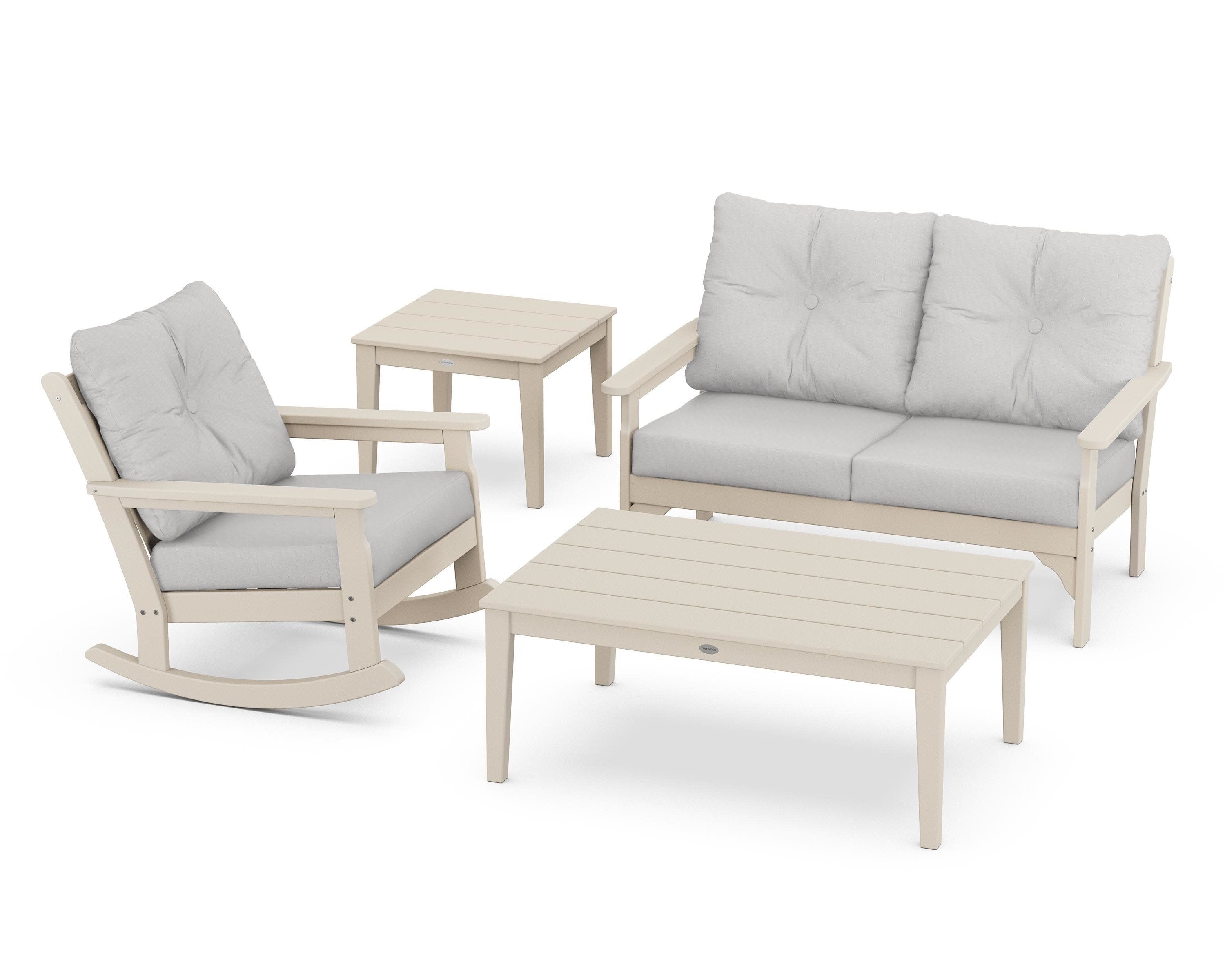 Vineyard 4-Piece Deep Seating Rocker Set in Sand / Diamond in the Rough