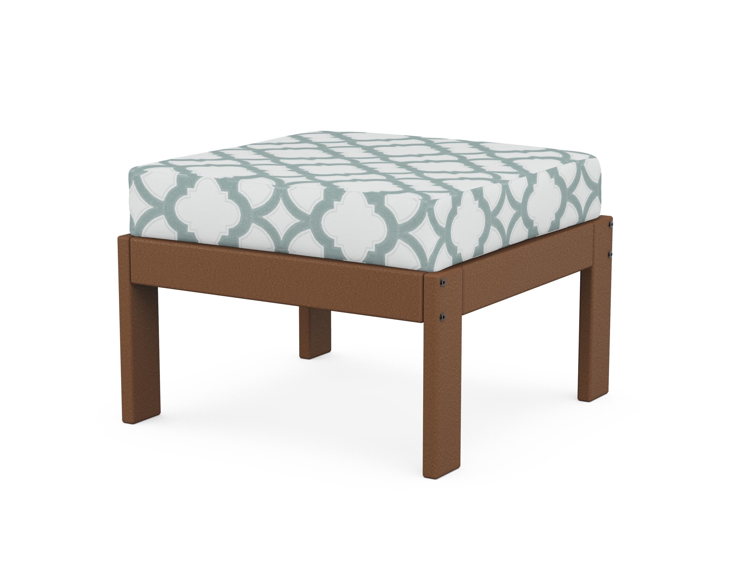Vineyard Modular Ottoman in Teak / Trellis Glacier Spa