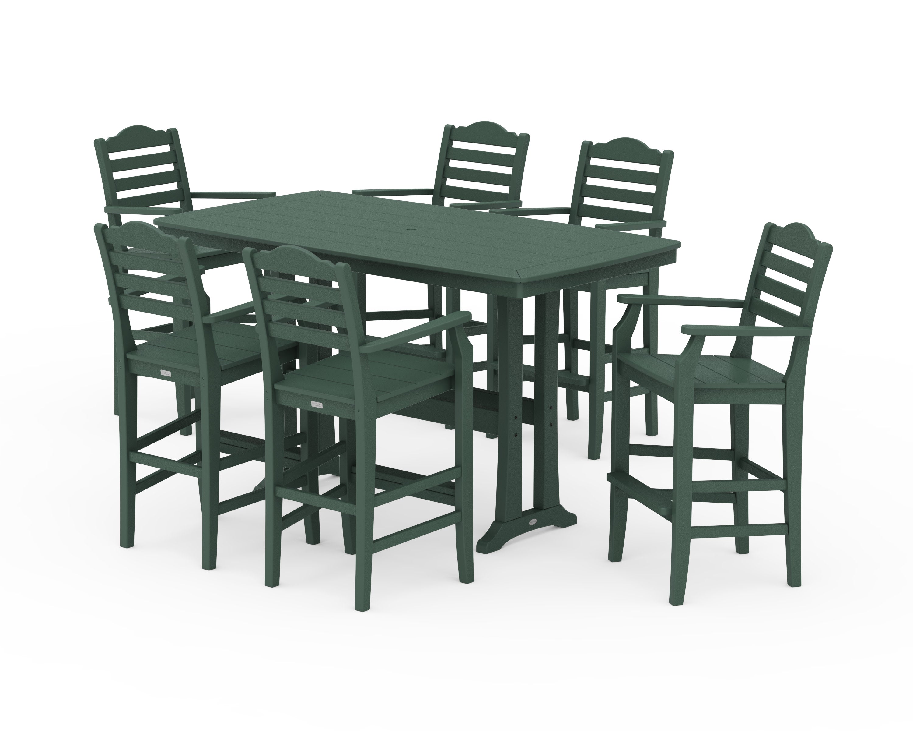 Savannah Arm Chair 7-Piece Bar Set with Trestle Legs in Green