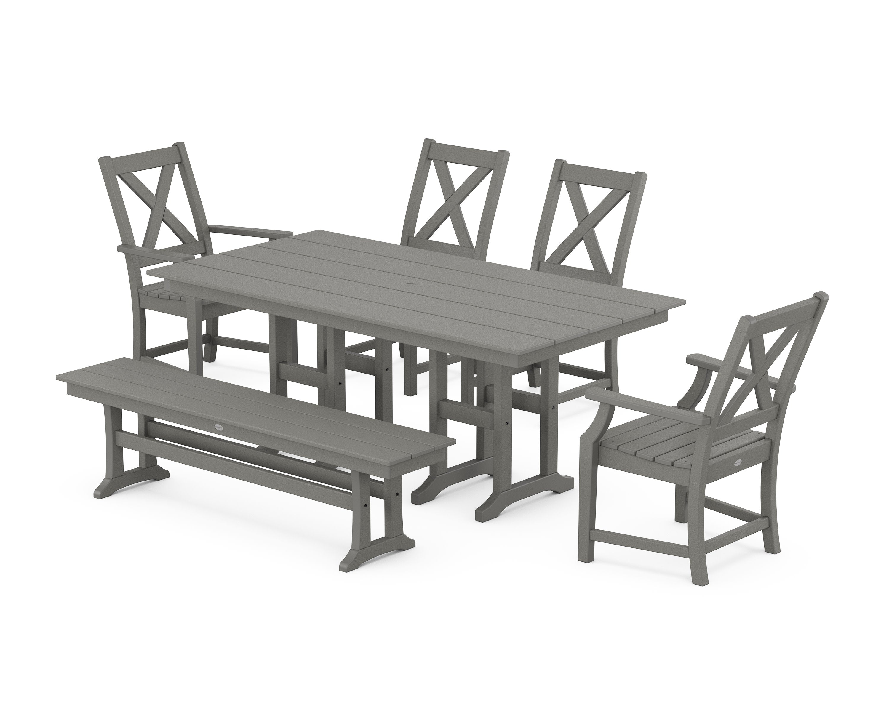Braxton 6-Piece Farmhouse Dining Set in Slate Grey