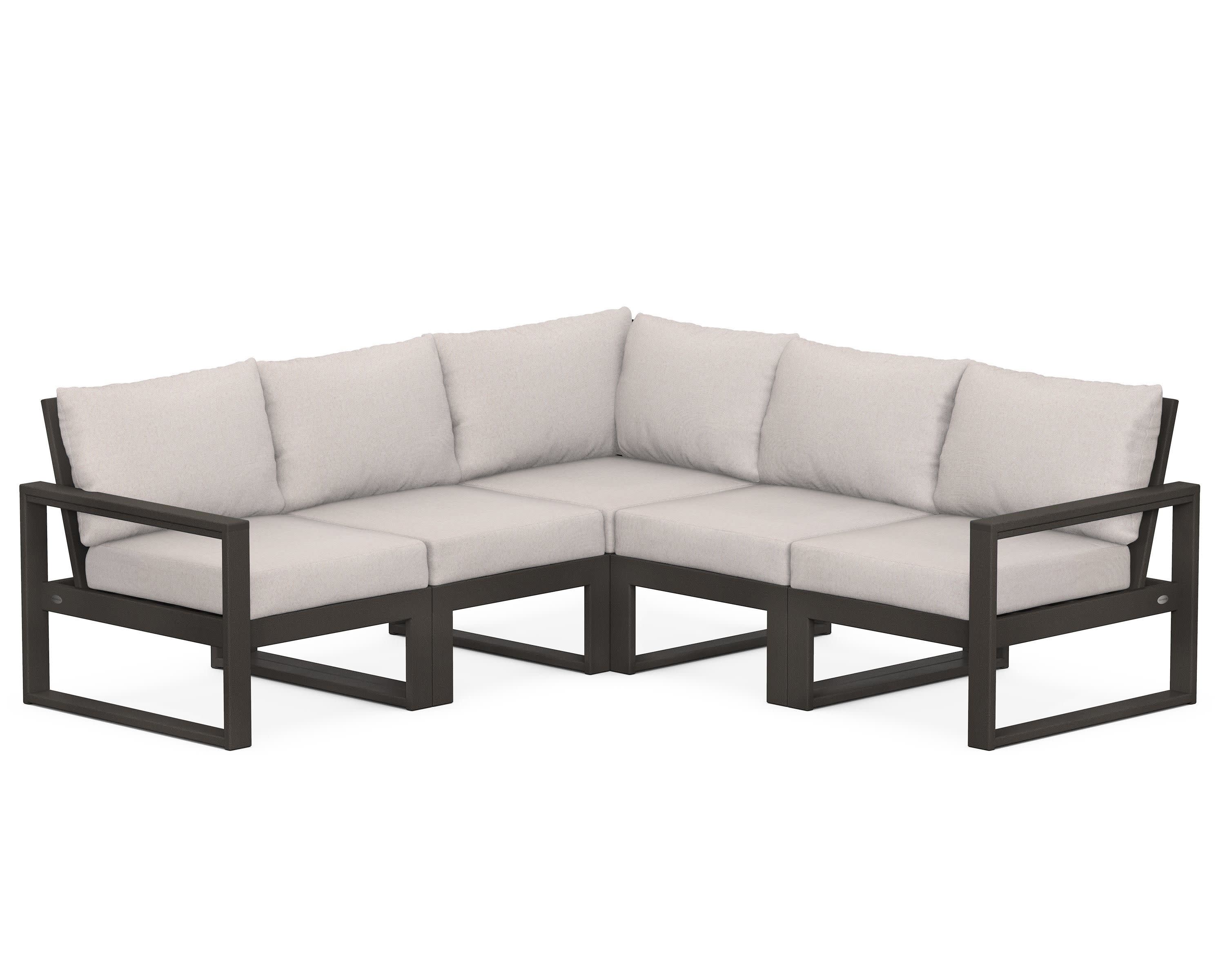 EDGE 5-Piece Modular Deep Seating Set in Vintage Coffee / Dune Burlap