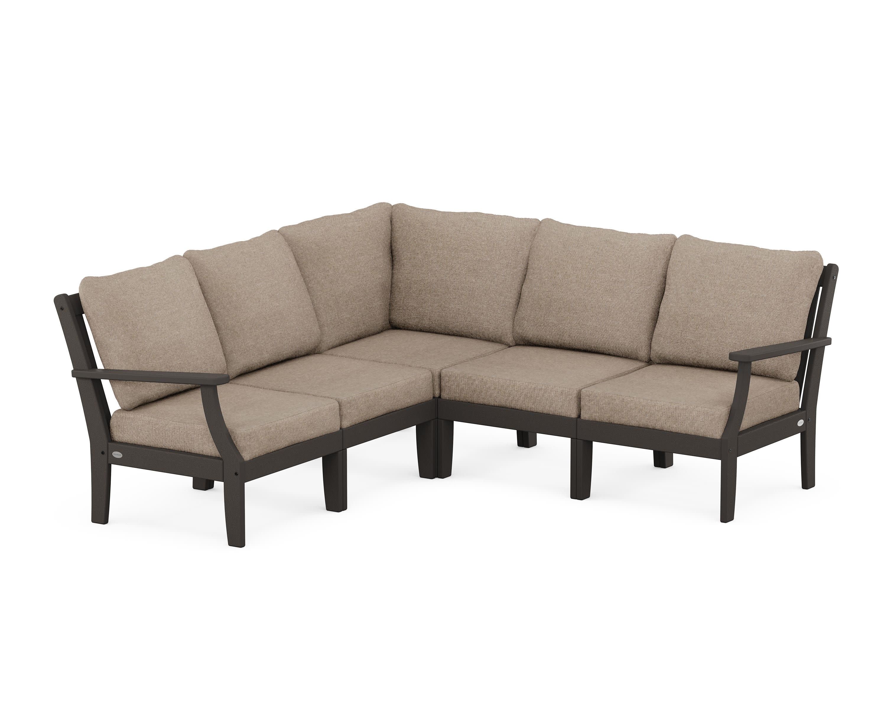 Braxton Modular 5-Piece Deep Seating Set in Vintage Coffee / Spiced Burlap