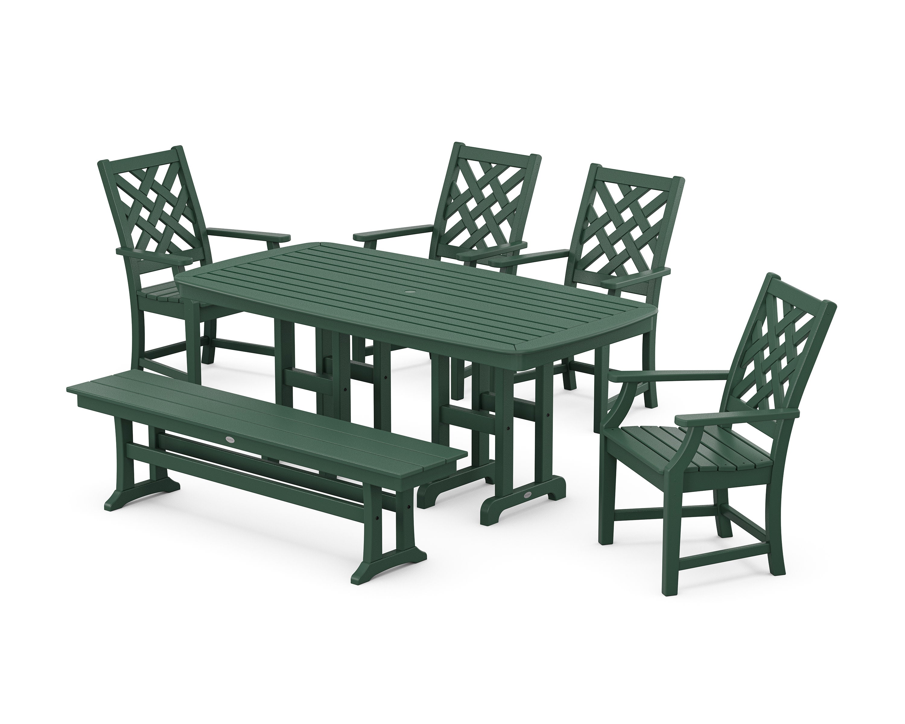 Wovendale 6-Piece Farmhouse Dining Set with Bench in Green