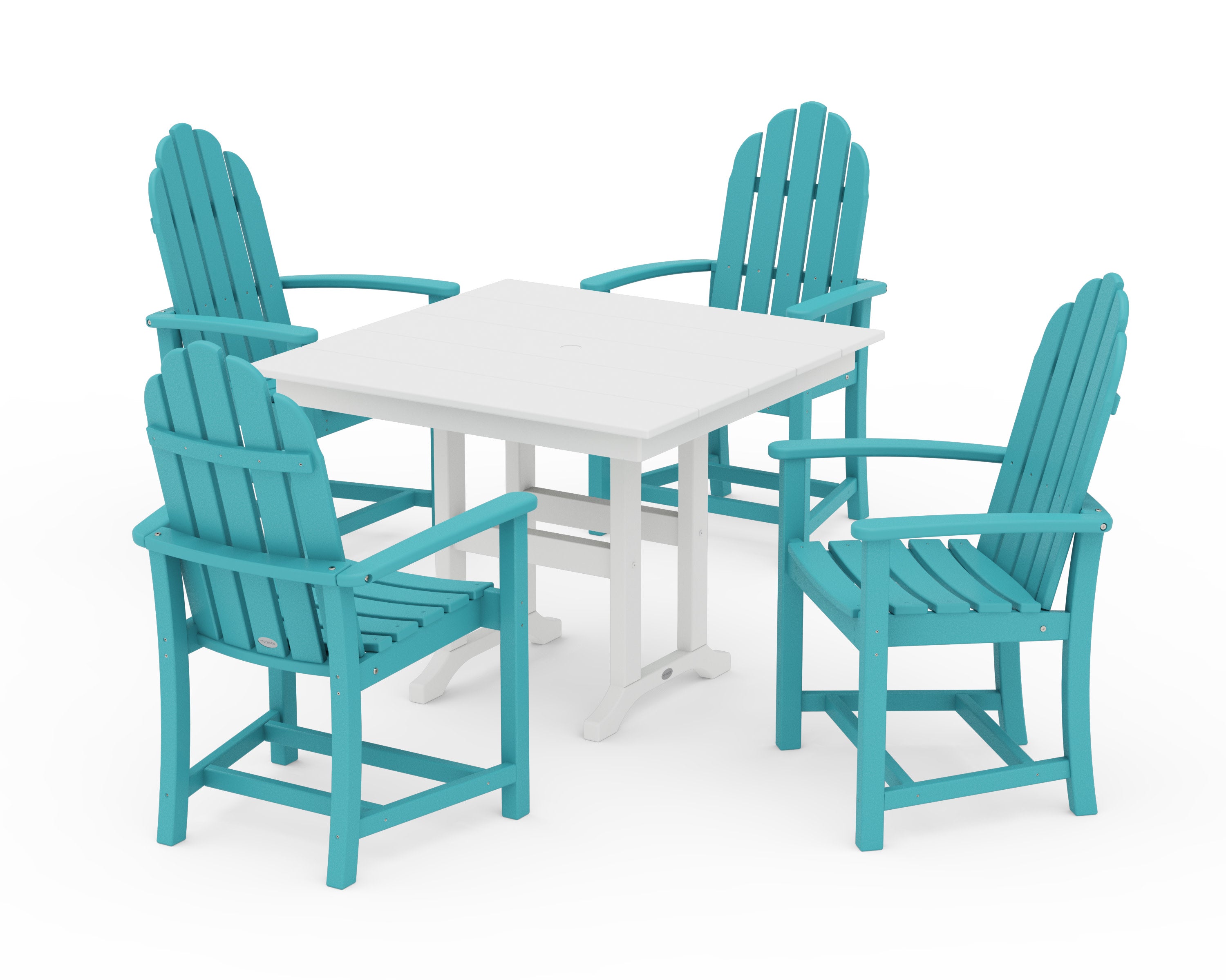 Classic Adirondack 5-Piece Farmhouse Dining Set in Aruba / White