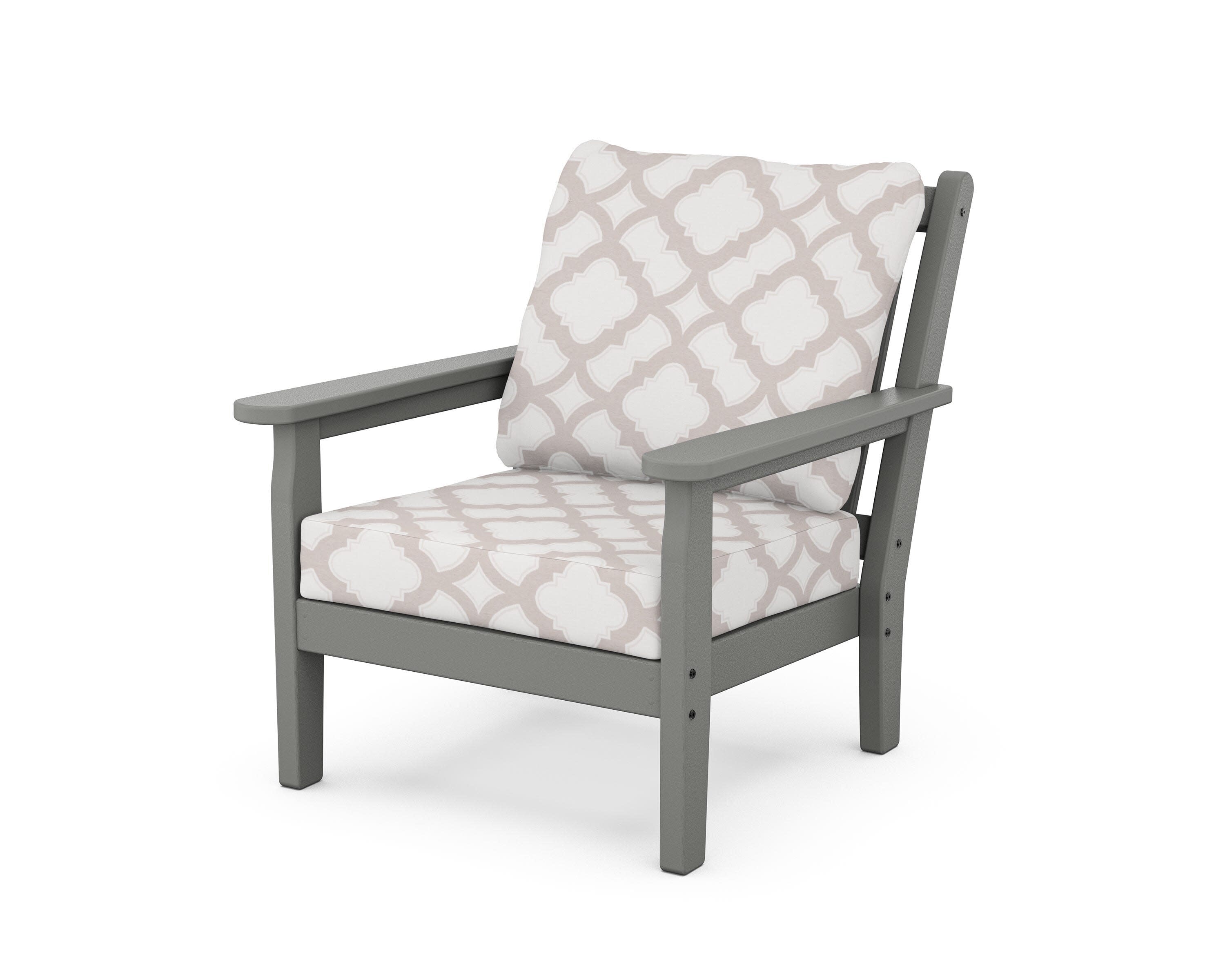 Chippendale Deep Seating Chair in Slate Grey / Trellis Dune Burlap