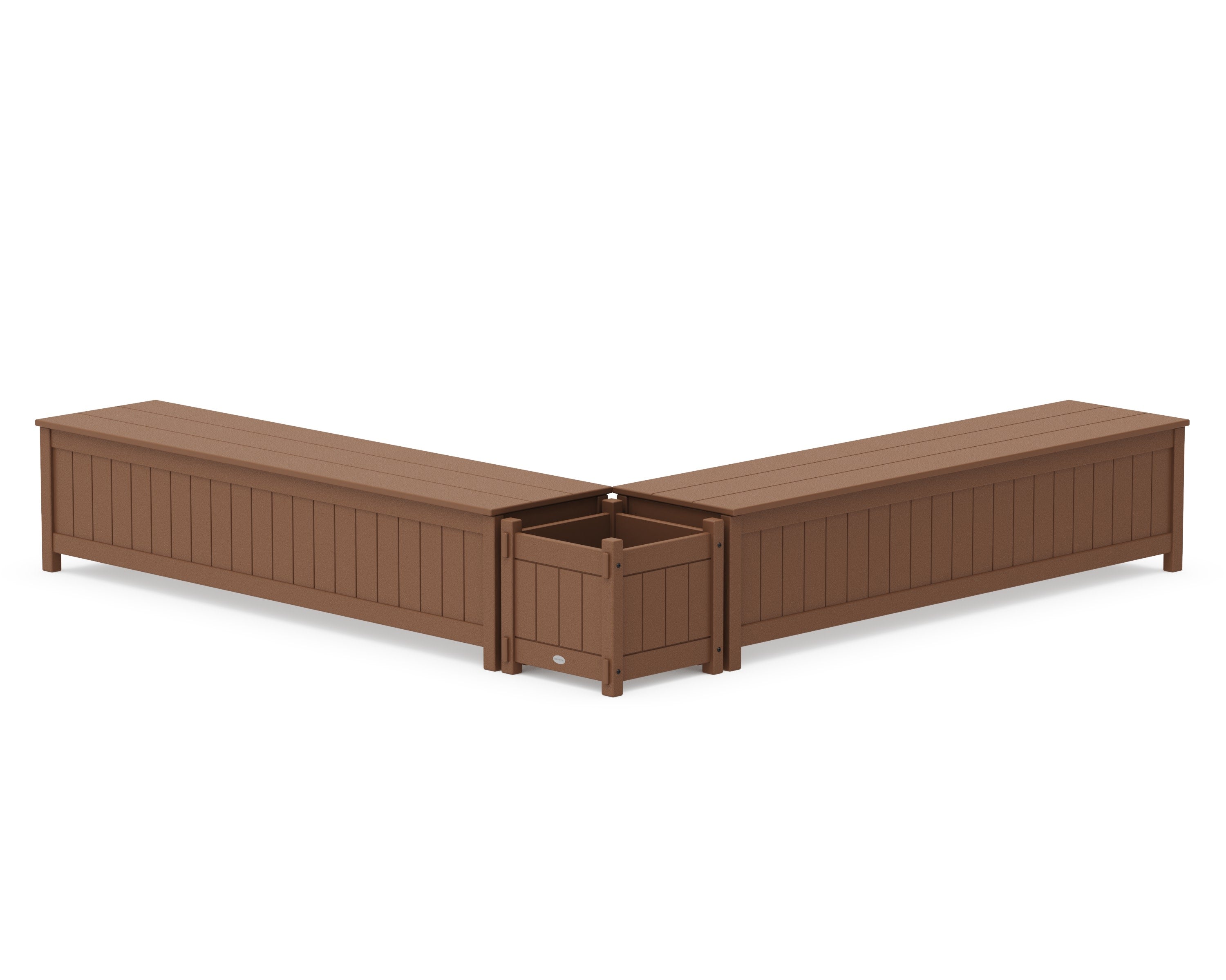 72" Vineyard L- Shaped Planter Storage Bench Set in Teak