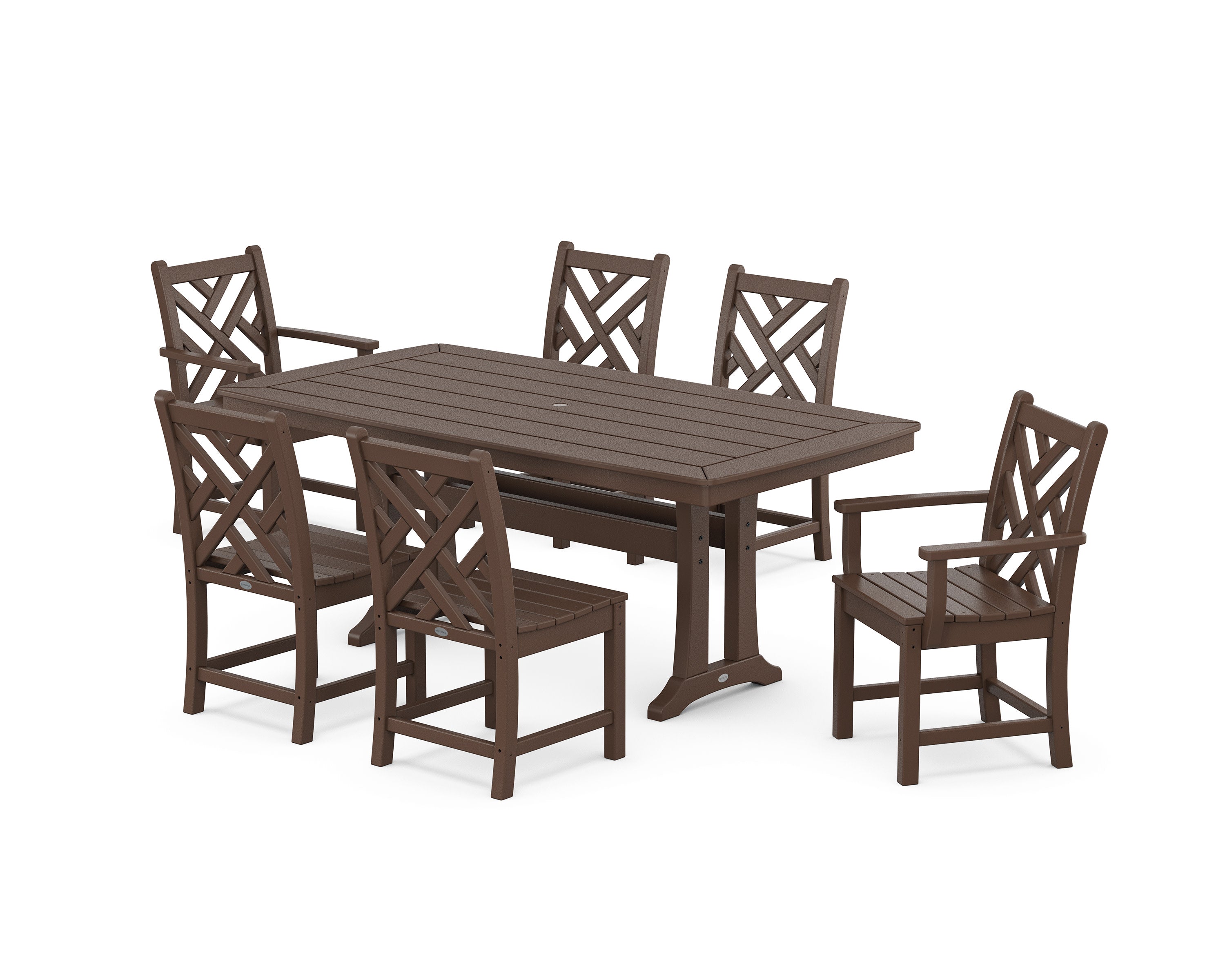 Chippendale 7-Piece Dining Set with Trestle Legs in Mahogany