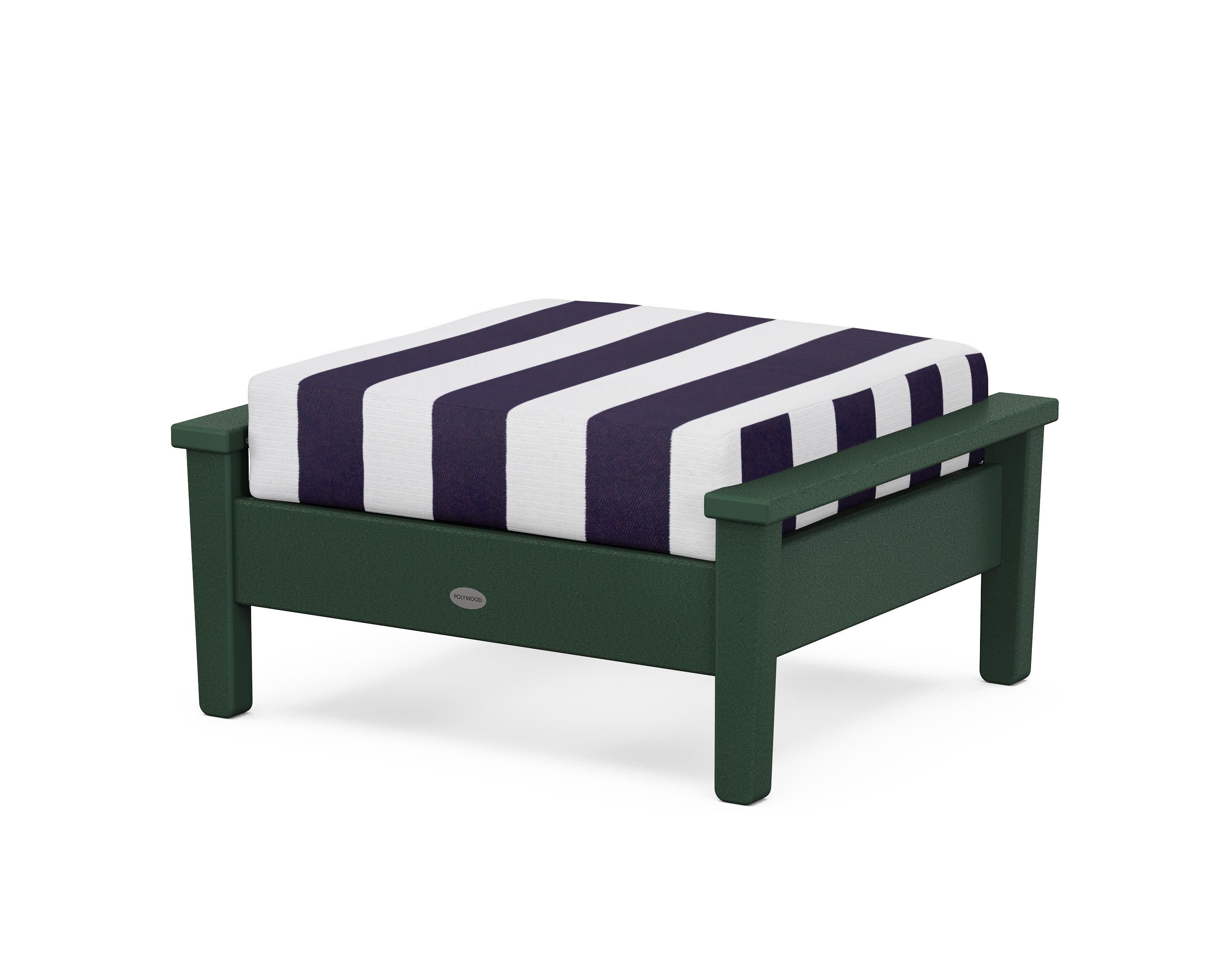 Prescott Deep Seating Ottoman in Green / Cabana Stripe Navy