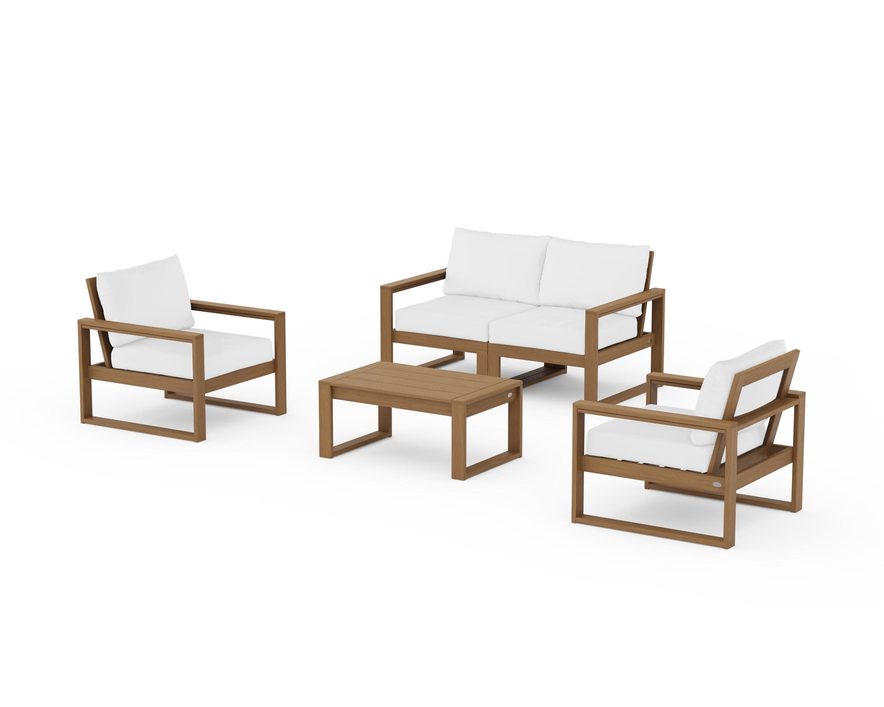 EDGE Sectional 4-Piece Deep Seating Set with Loveseat in Natural / Natural