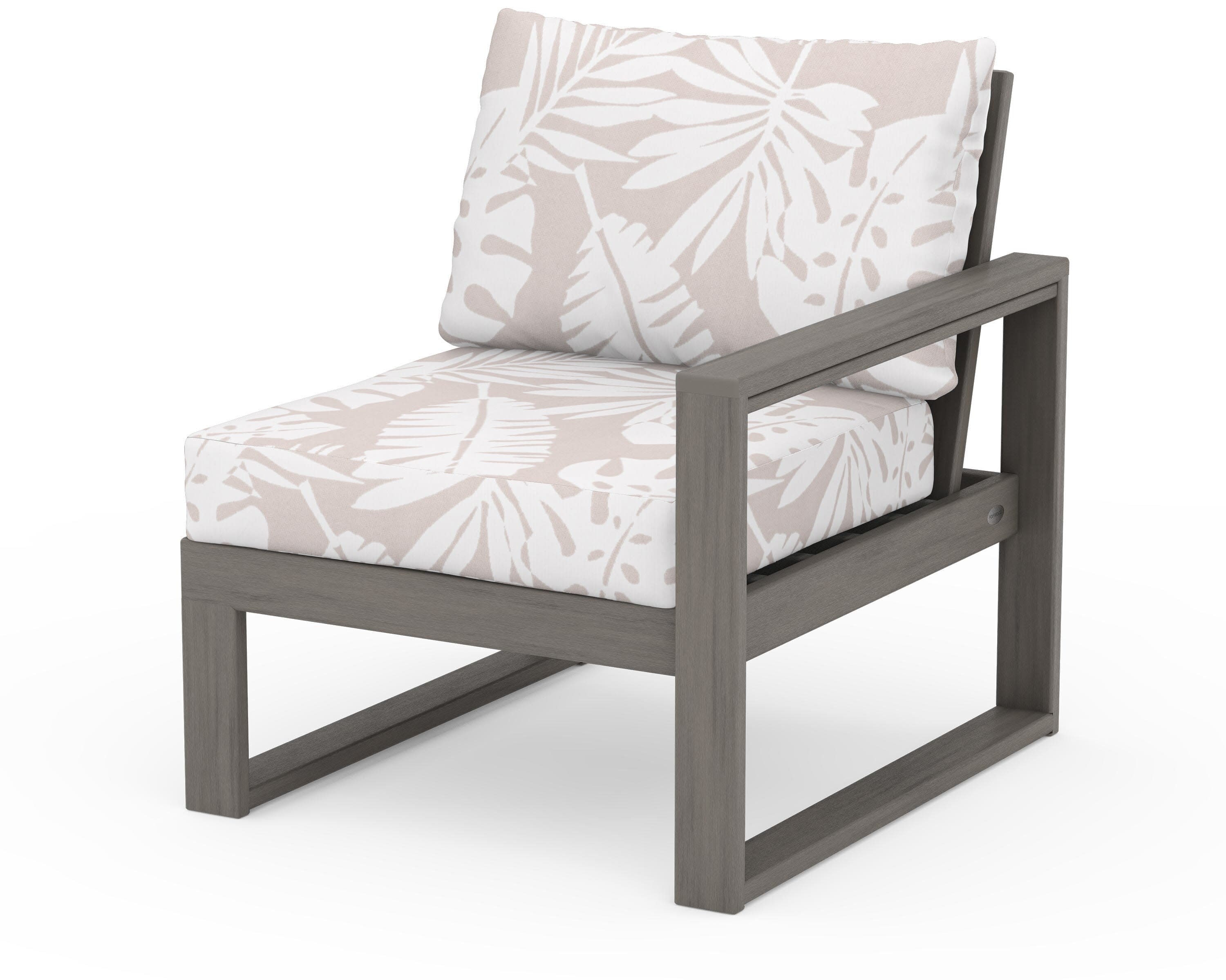 EDGE Modular Right Arm Chair in Driftwood / Leaf Dune Burlap