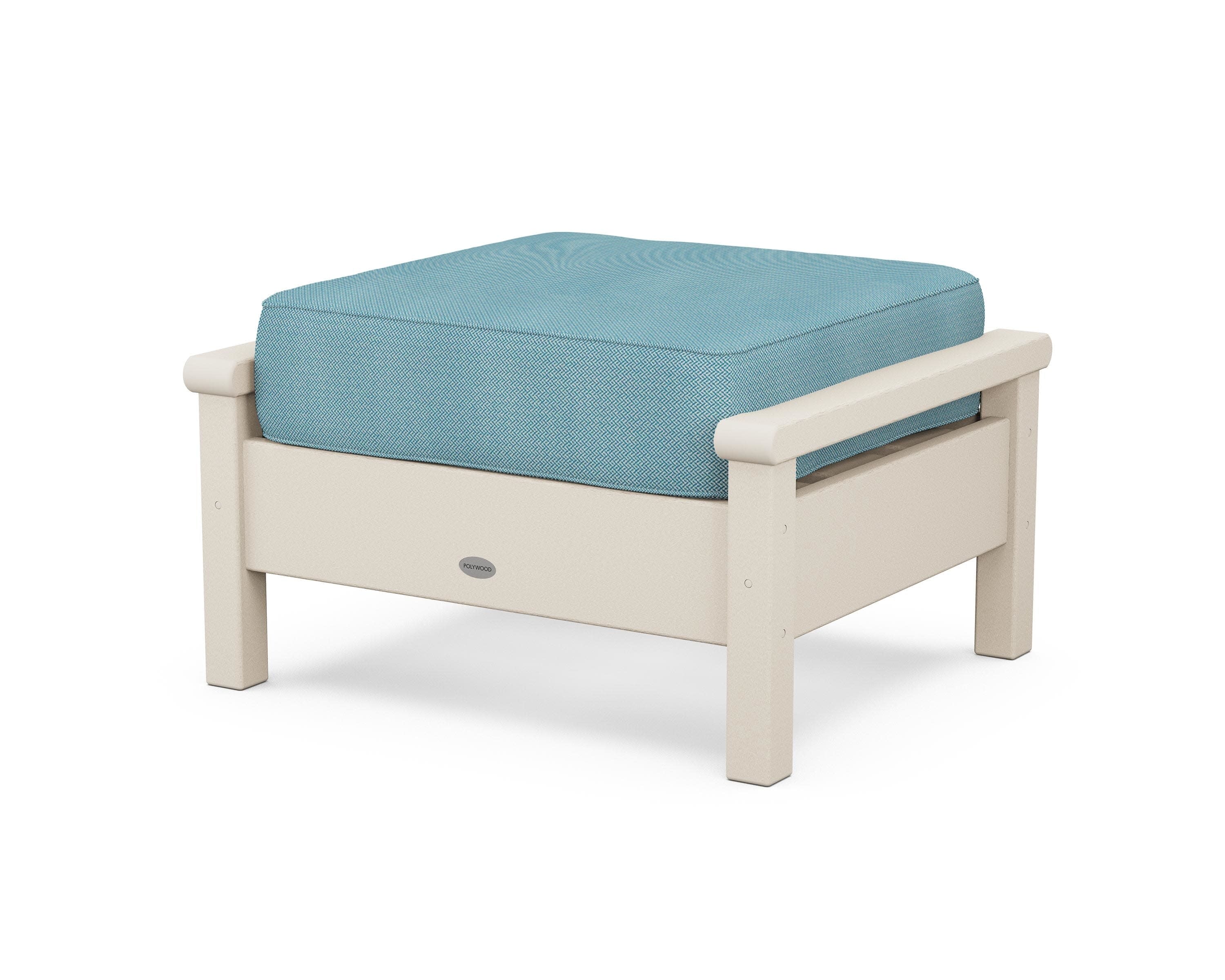 Harbour Deep Seating Ottoman in Sand / Lattice Sky Blue