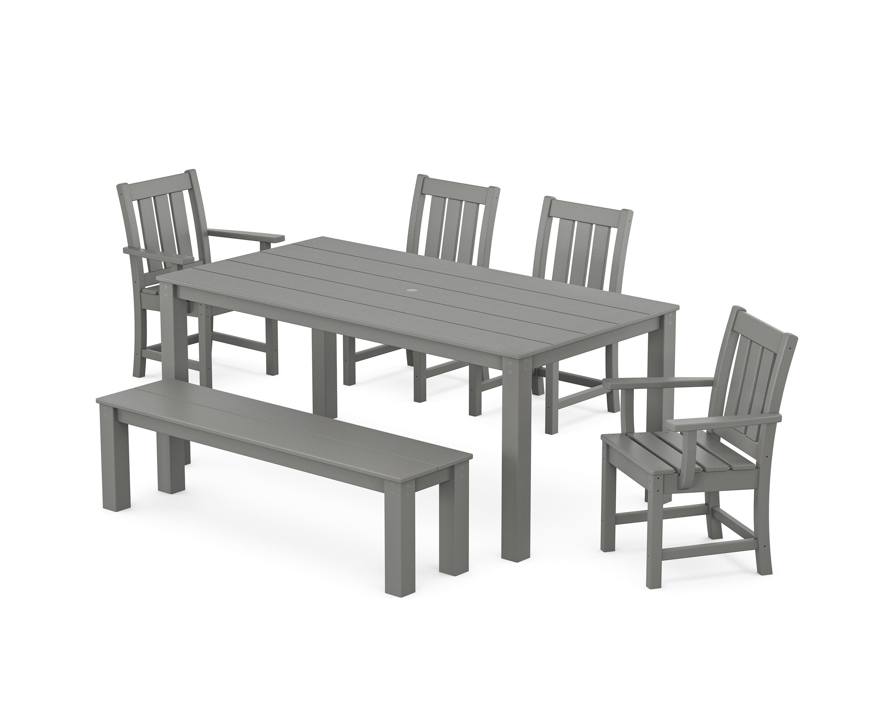 Oxford 6-Piece Parsons Dining Set with Bench in Slate Grey