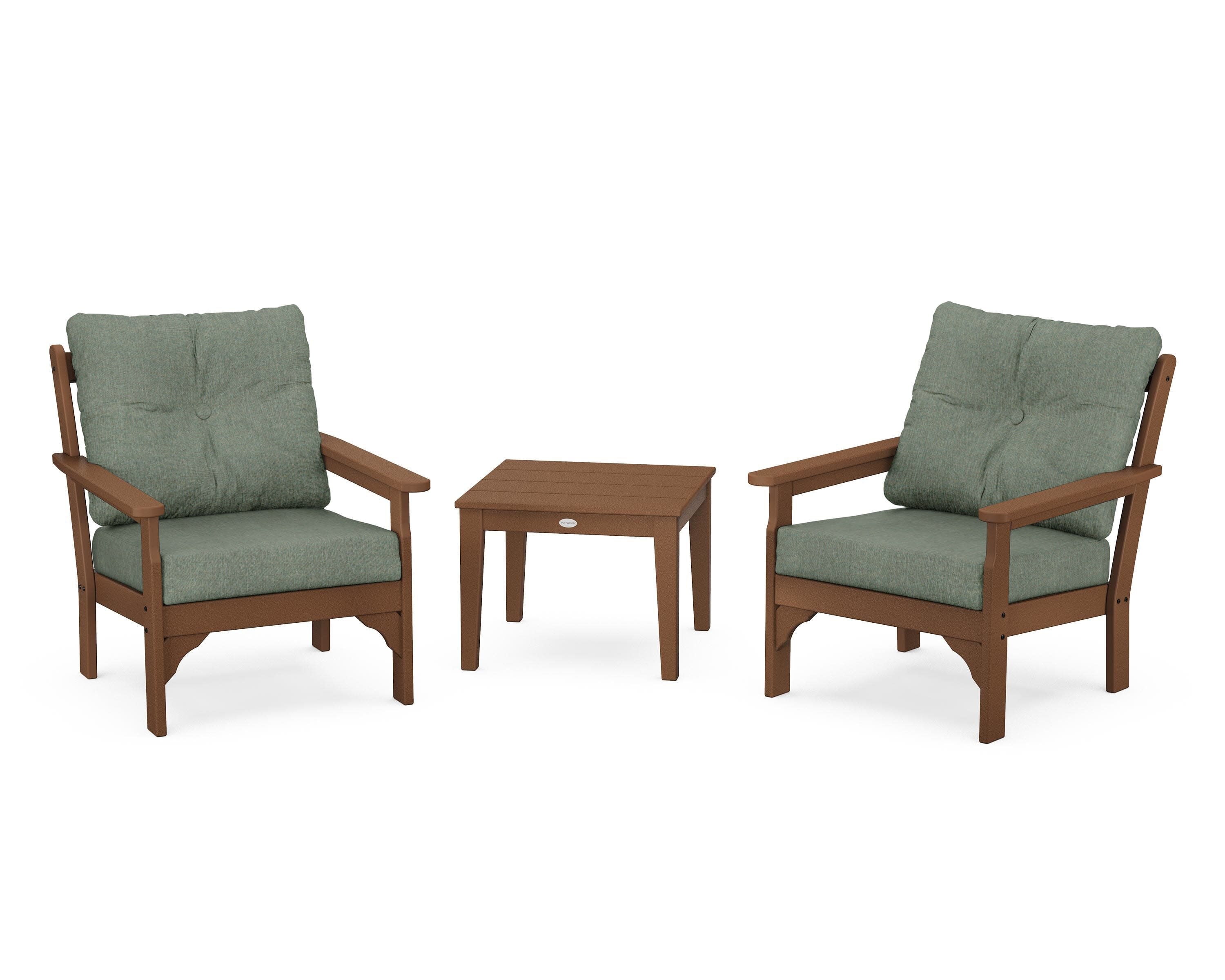 Vineyard 3-Piece Deep Seating Set in Teak / Cast Sage