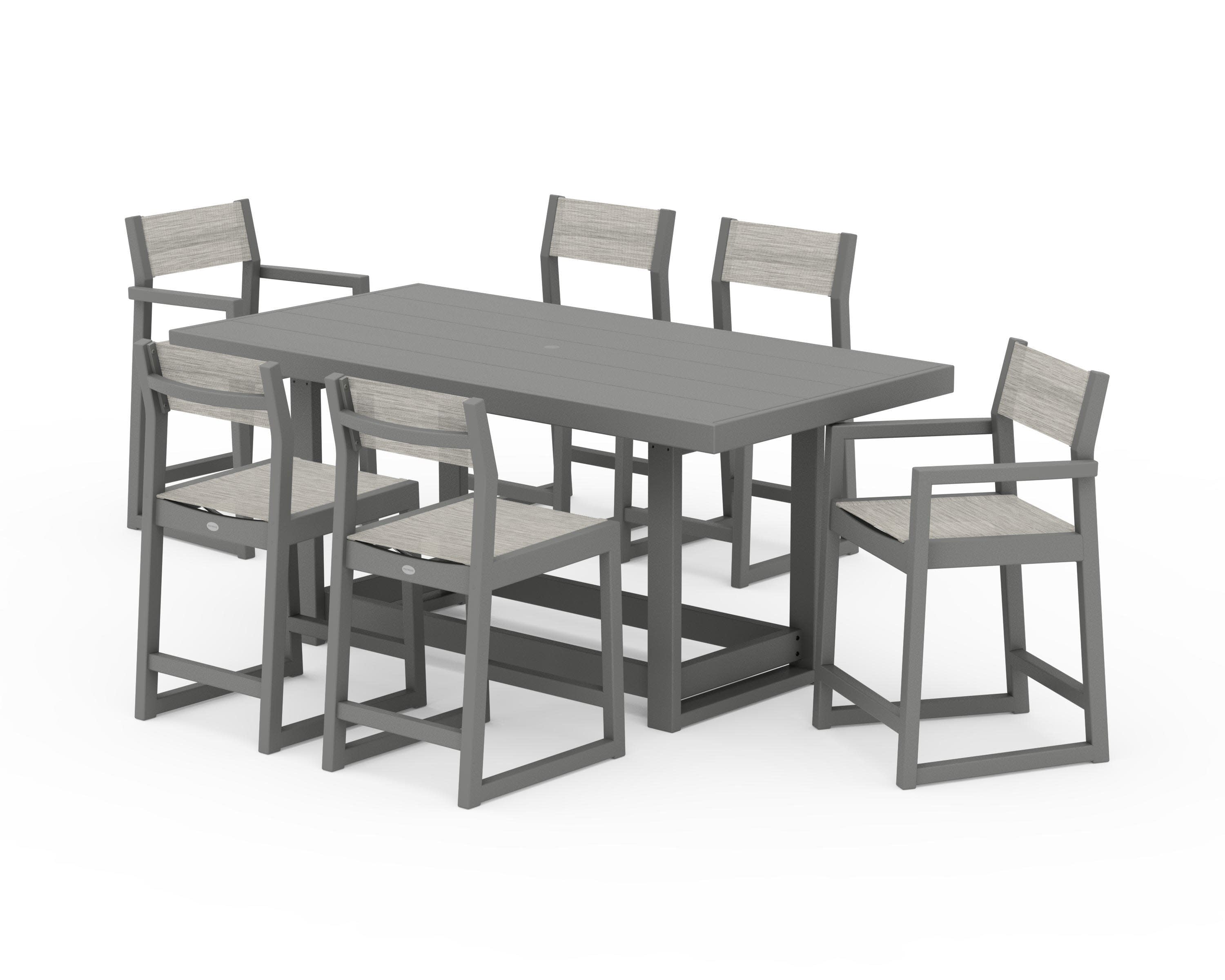 EDGE Sling 7-Piece Counter Table Set in Slate Grey / Birch Sling