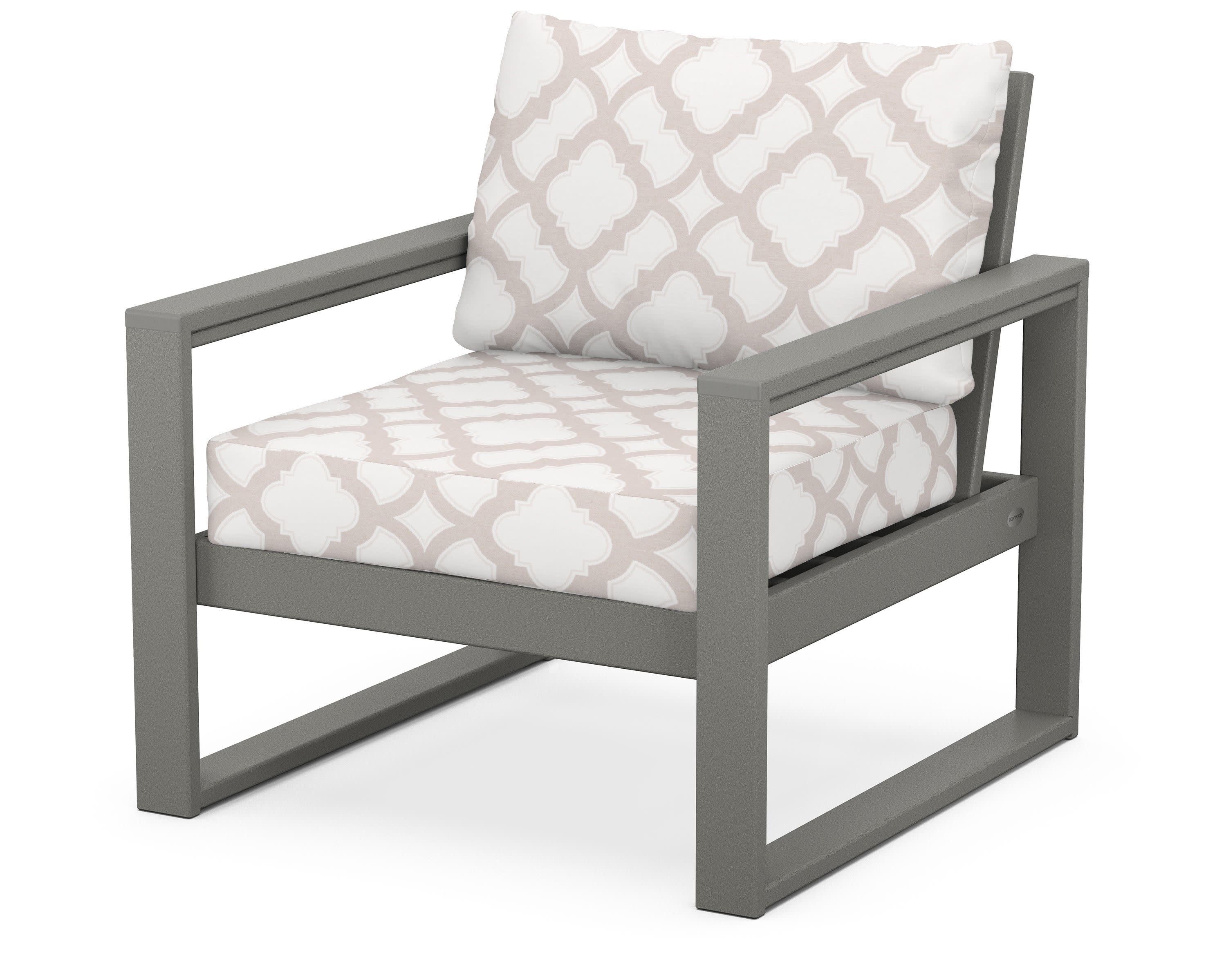 EDGE Club Chair in Slate Grey / Trellis Dune Burlap
