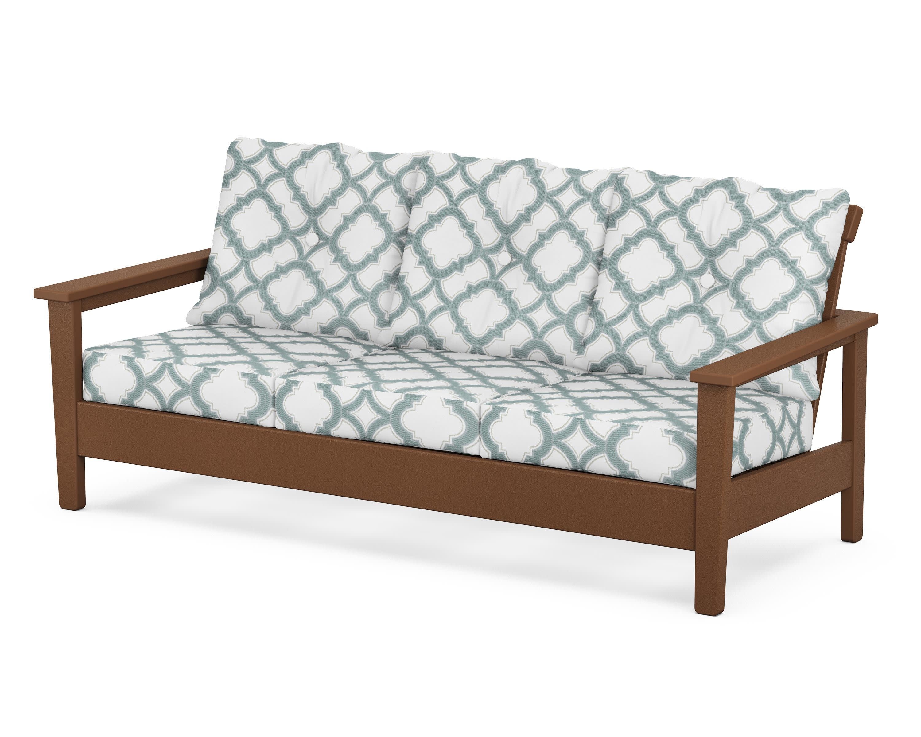Prescott Deep Seating Sofa in Teak / Trellis Glacier Spa