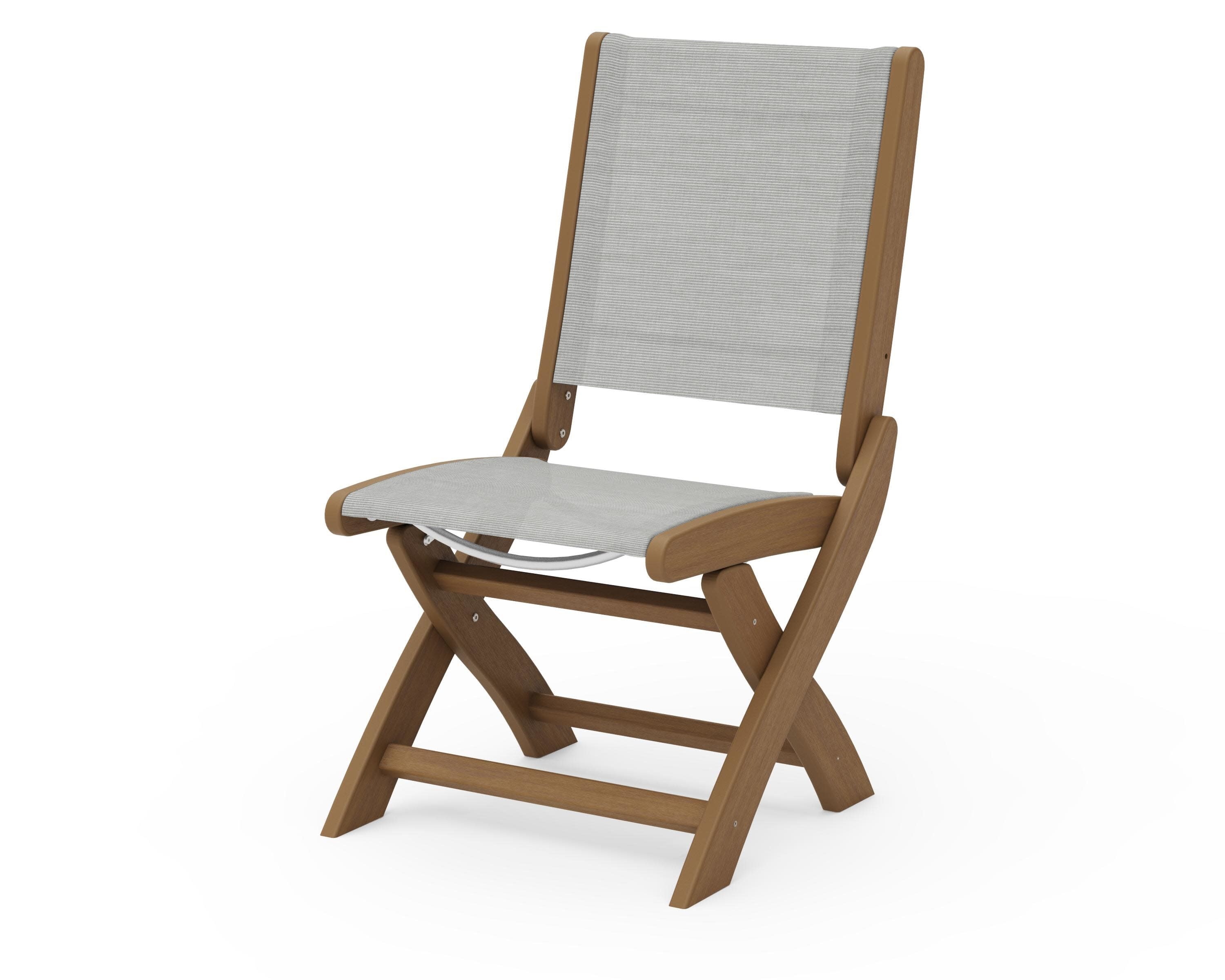Coastal Folding Side Chair in Natural / Metallic Sling