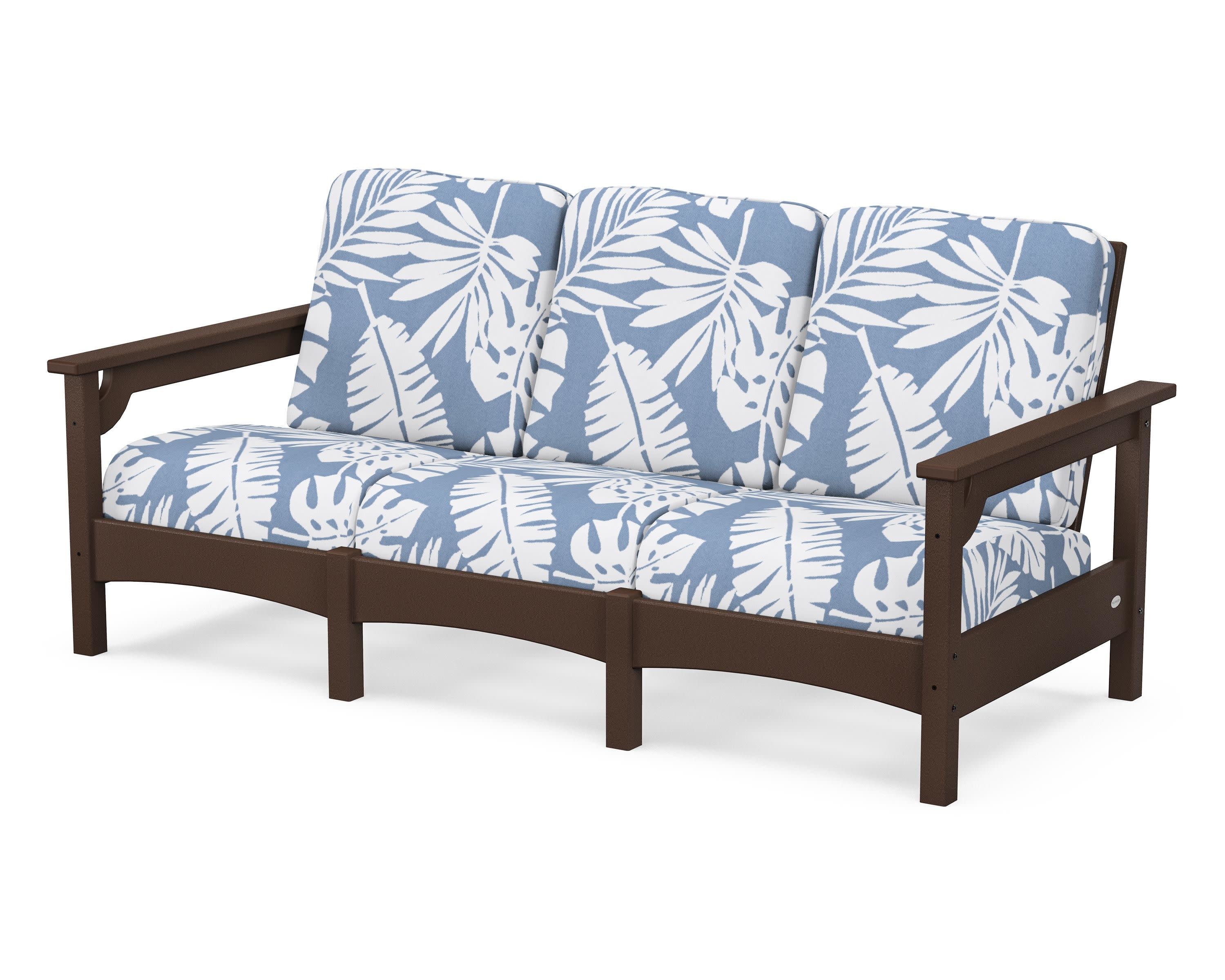 Club Sofa in Mahogany / Leaf Sky Blue