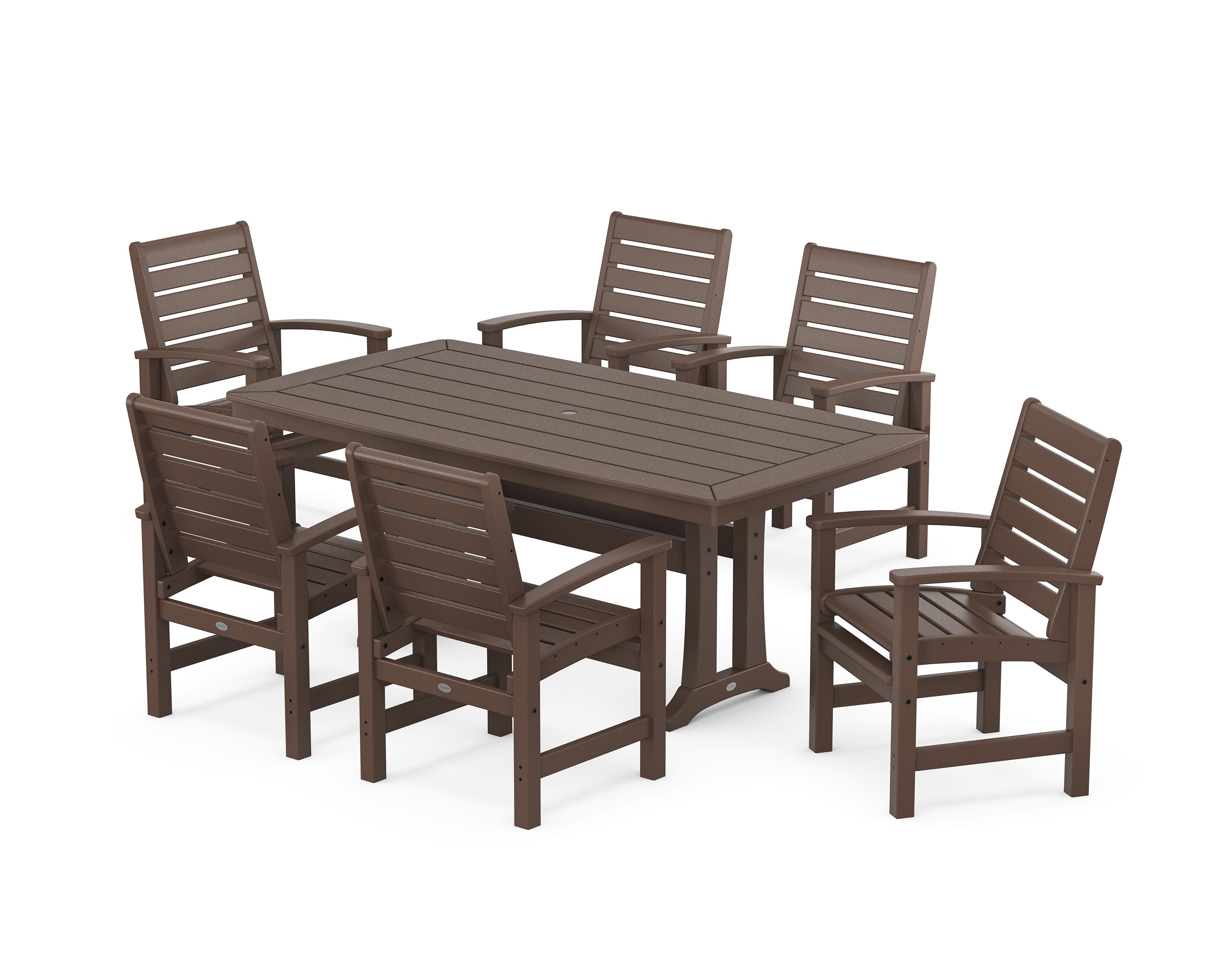 Signature 7-Piece Dining Set with Trestle Legs in Mahogany