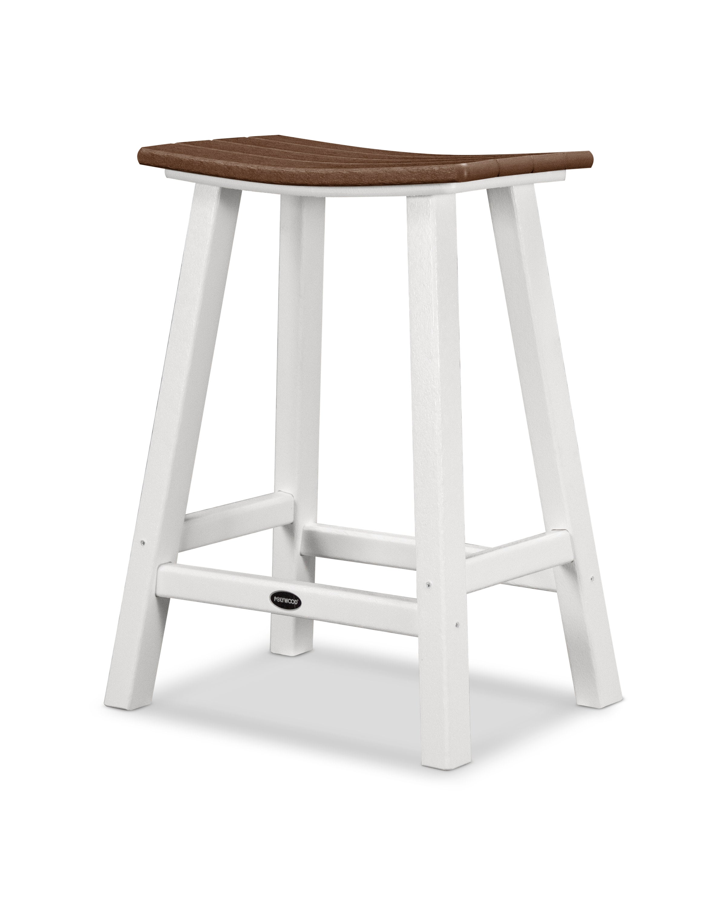 Contempo 24" Saddle Counter Stool in White / Mahogany