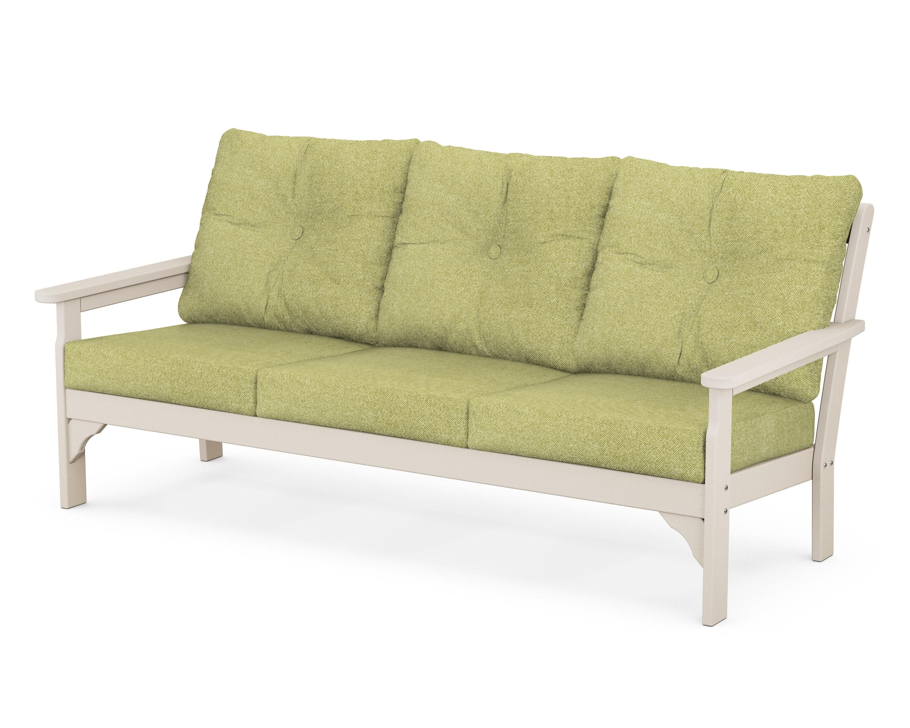 Vineyard Deep Seating Sofa in Sand / Chartreuse Boucle