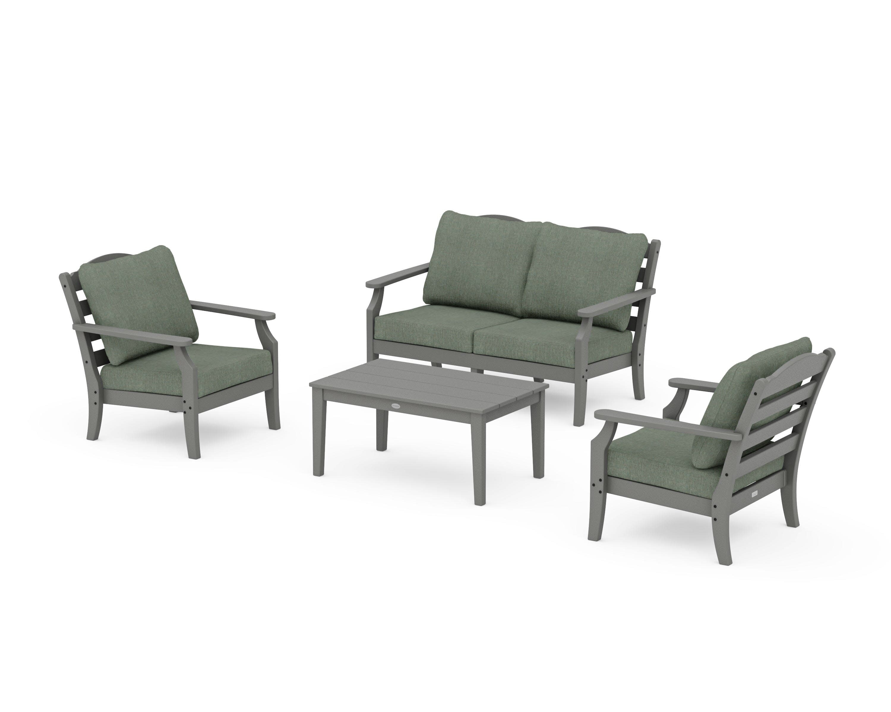 Savannah 4-Piece Deep Seating Set with Loveseat in Slate Grey / Cast Sage