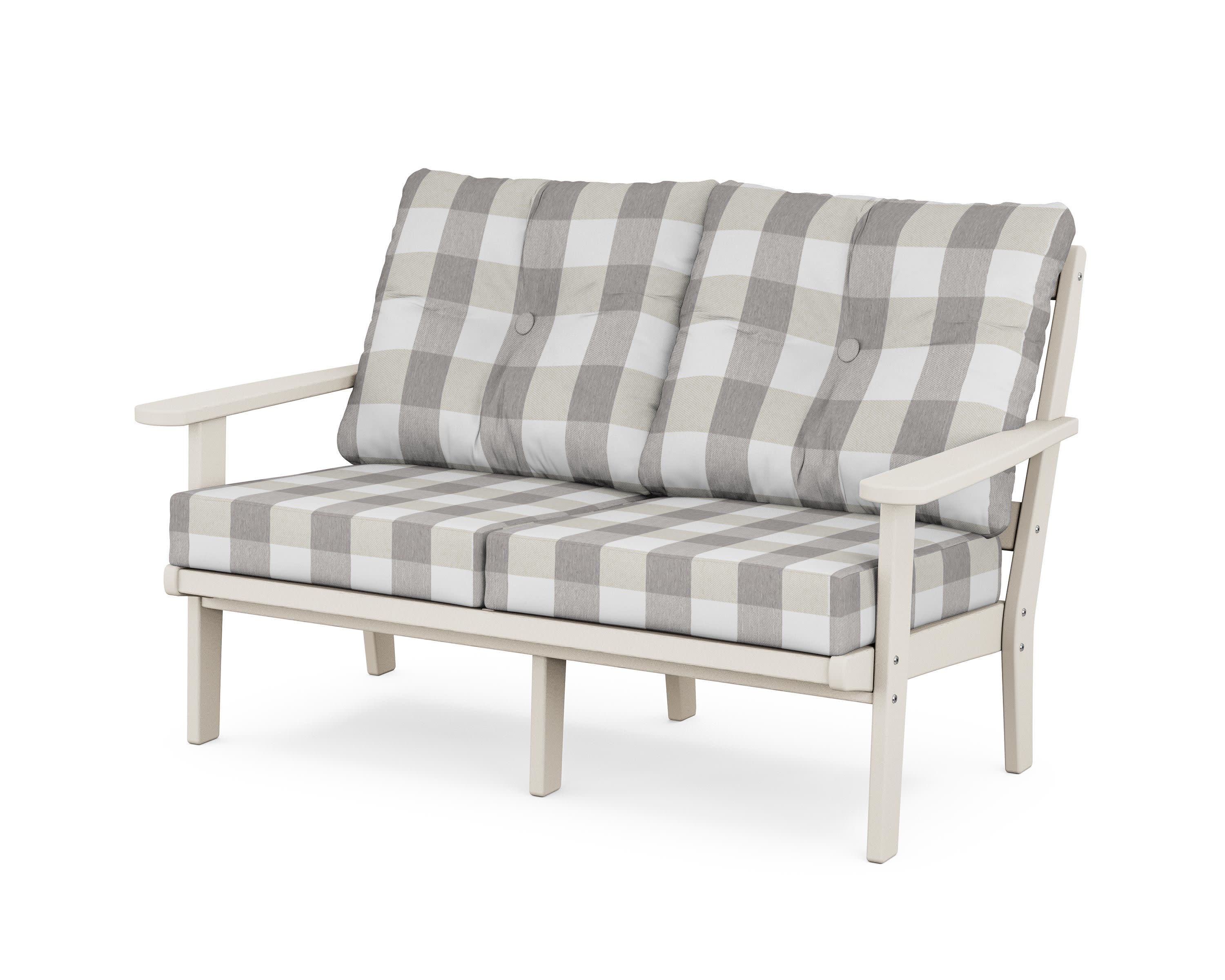 Mission Deep SeatingLoveseat in Sand / Buffalo Plaid Grey Mist