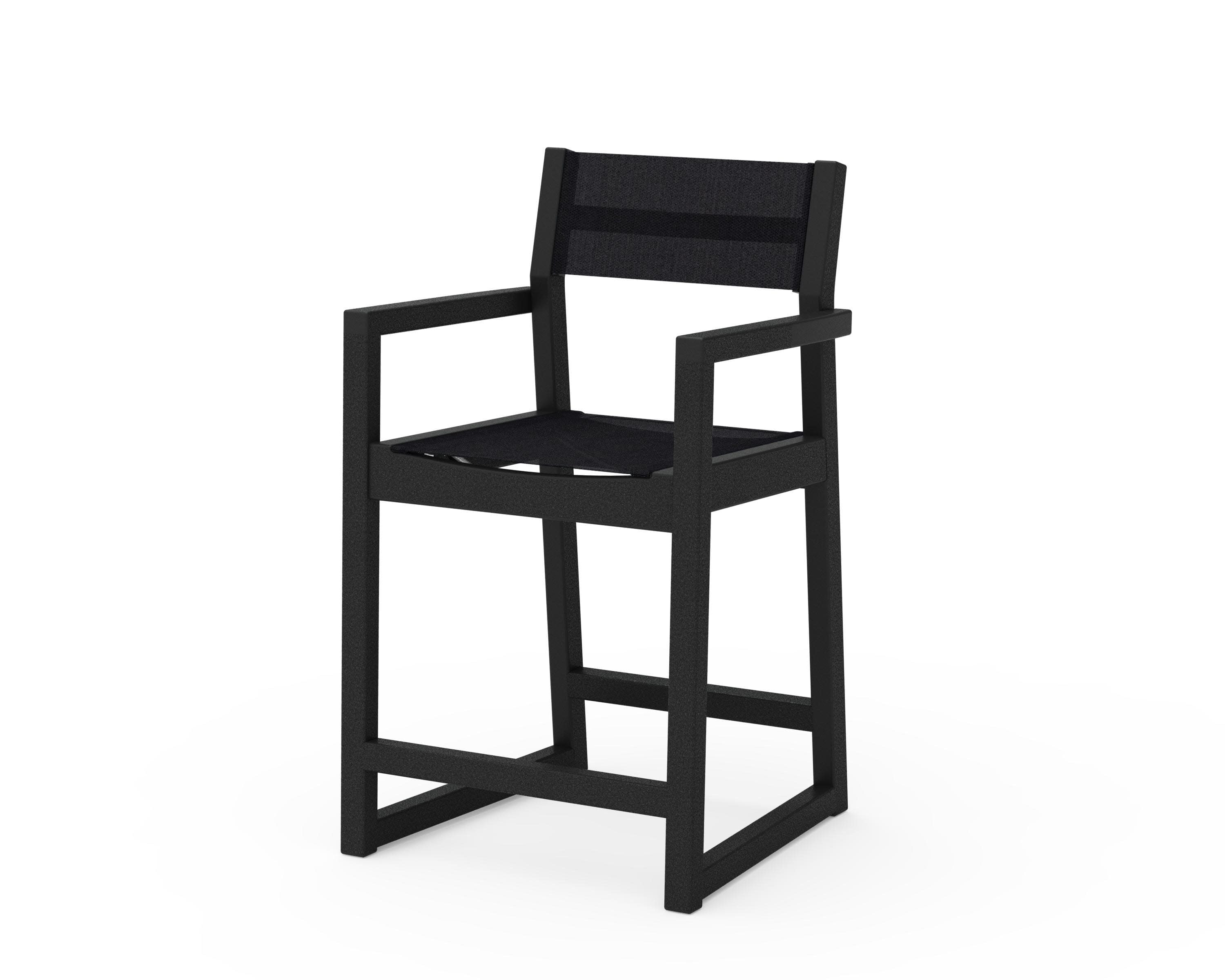 EDGE Sling Counter Arm Chair in Black / Black Sling