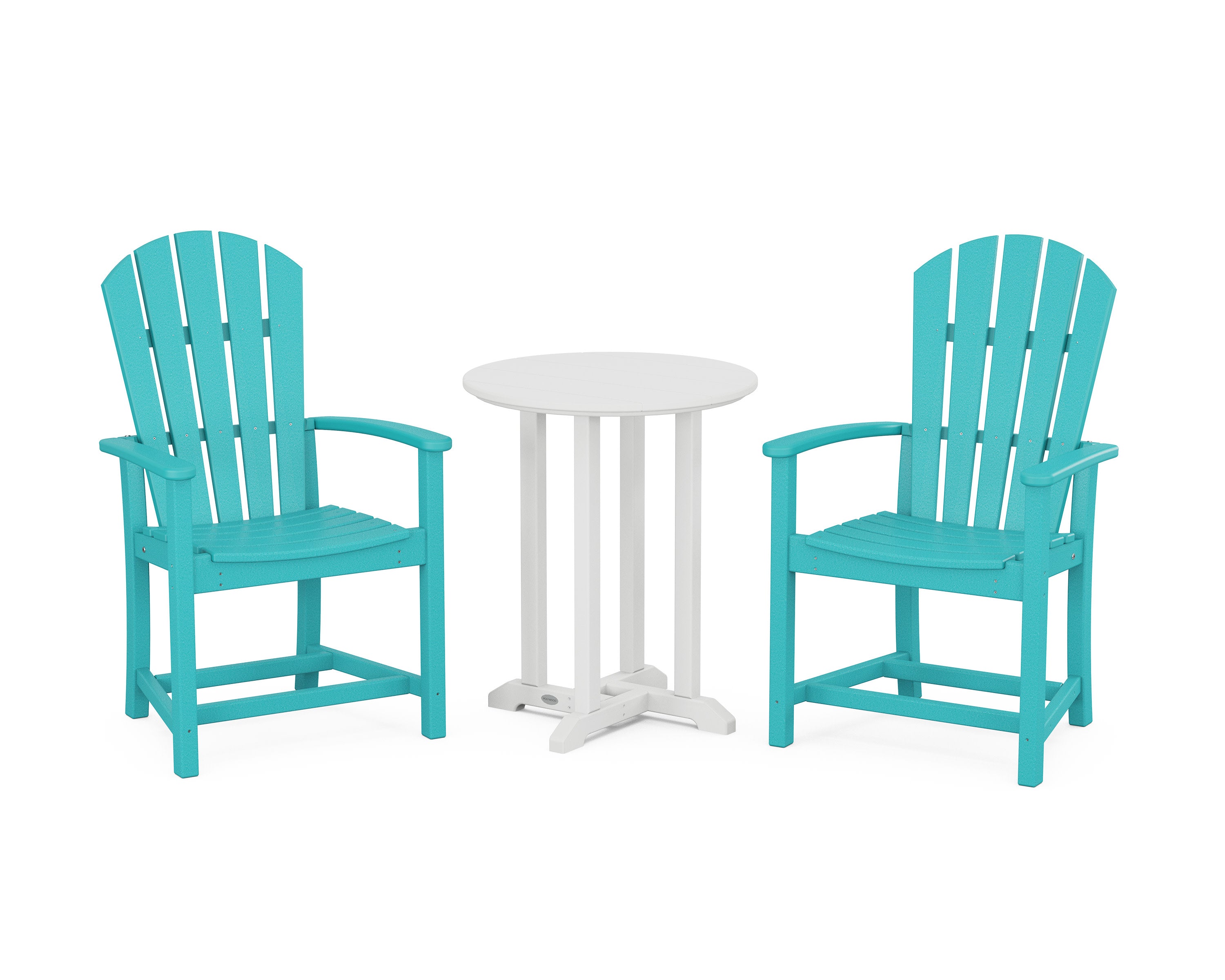 Palm Coast 3-Piece Round Farmhouse Bistro Dining Set in Aruba / White
