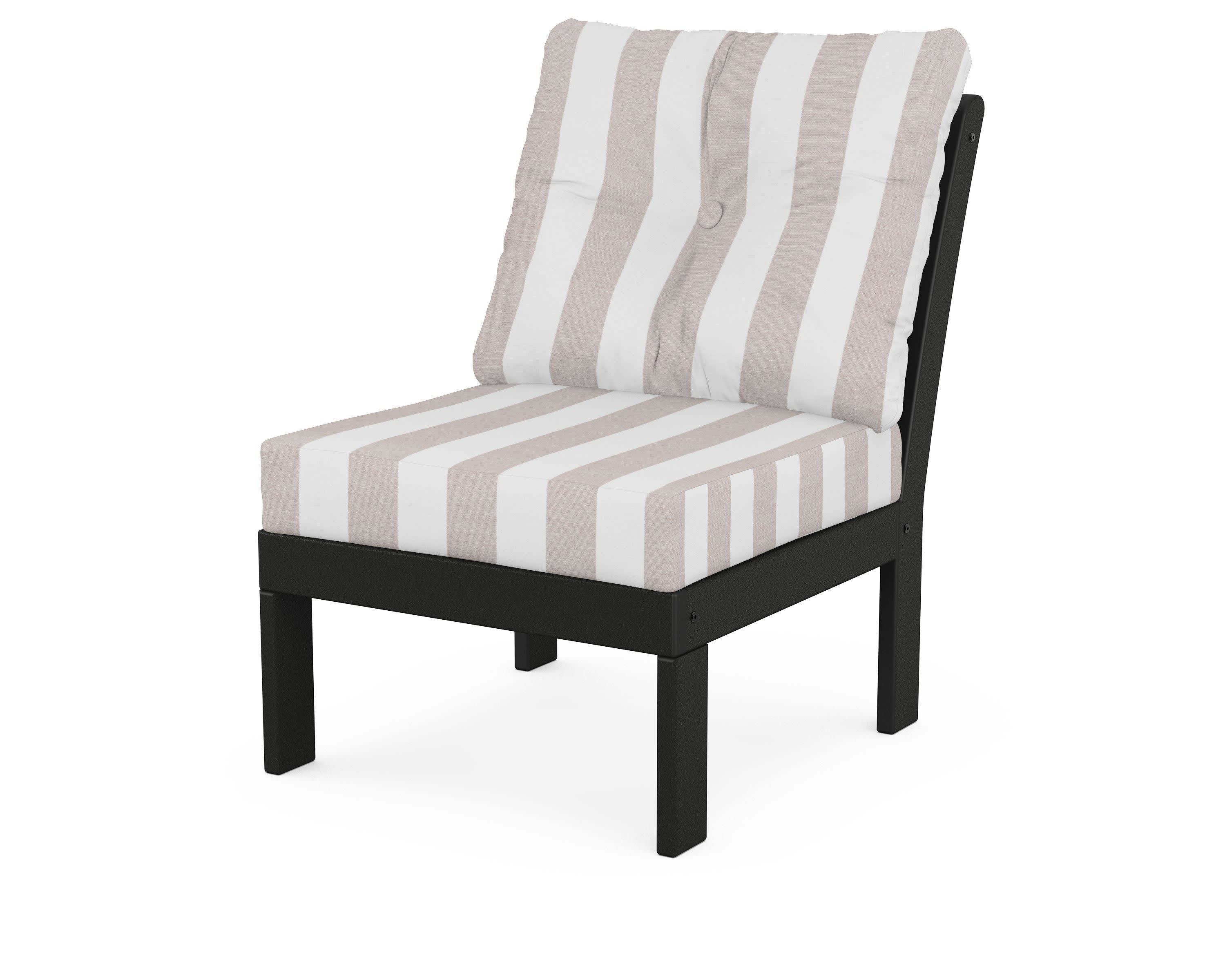 Vineyard Modular Armless Chair in Black / Cabana Stripe Dune Burlap