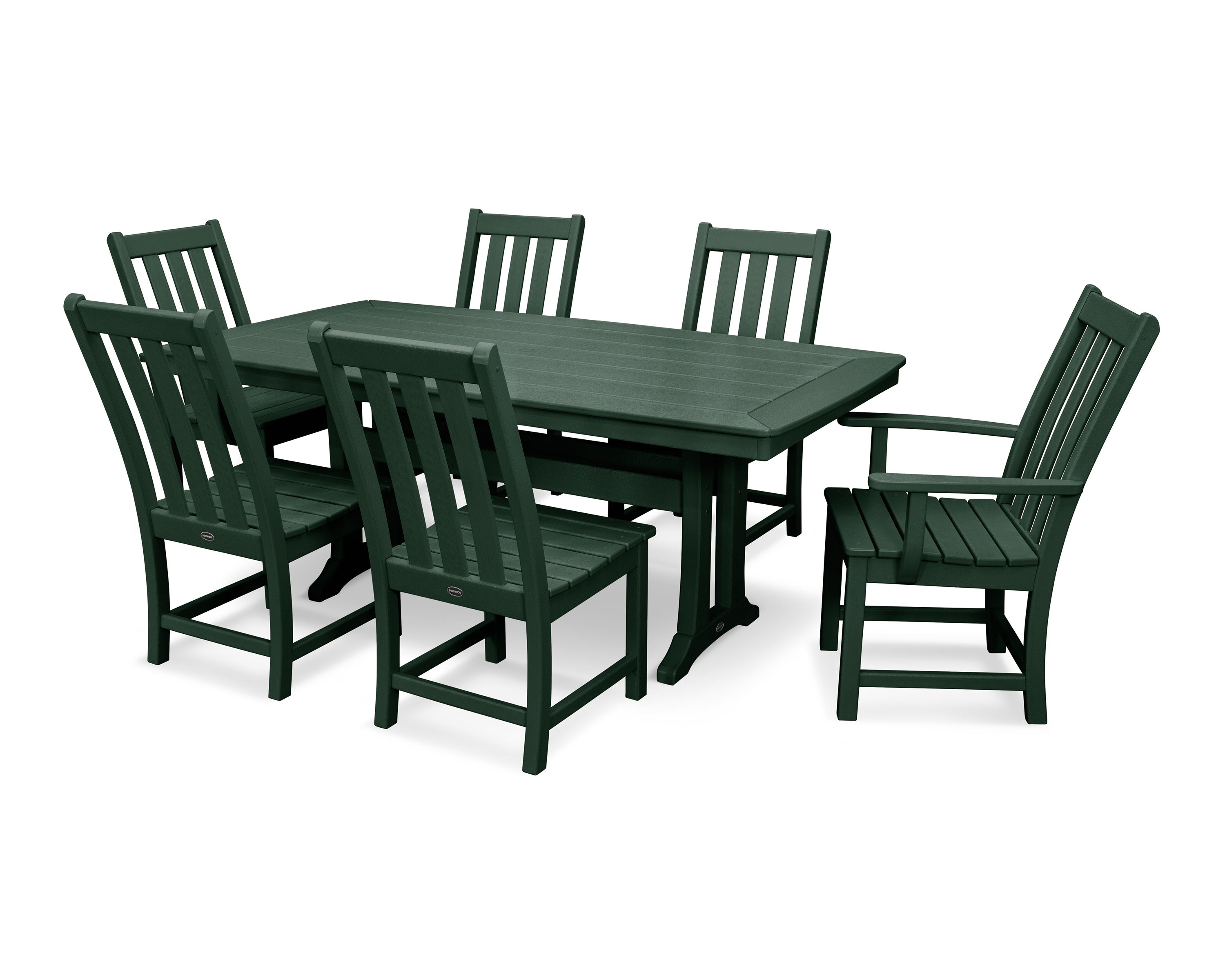 Vineyard 7-Piece Dining Set with Trestle Legs in Green
