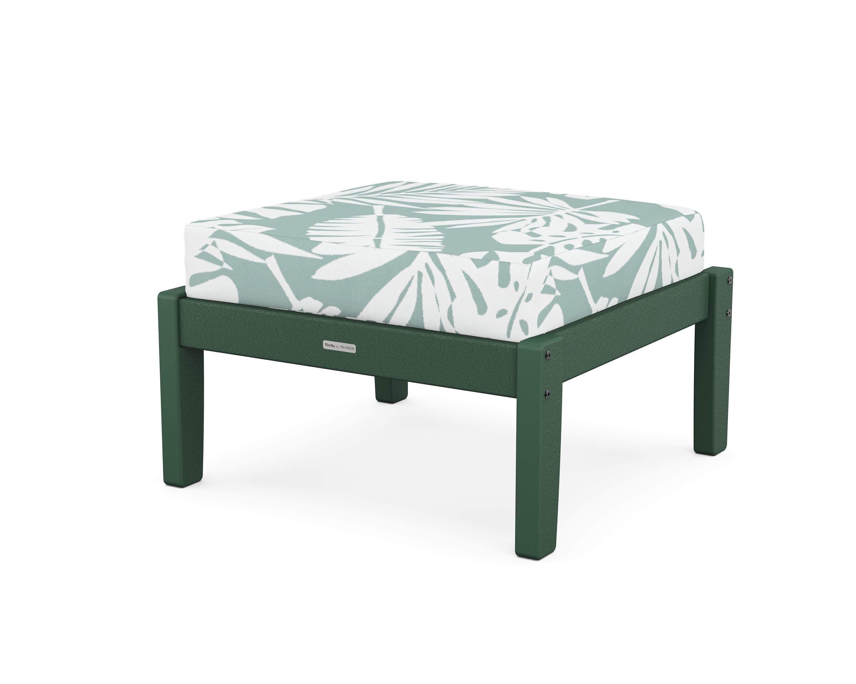 Chinoiserie Deep Seating Ottoman in Green / Leaf Glacier Spa