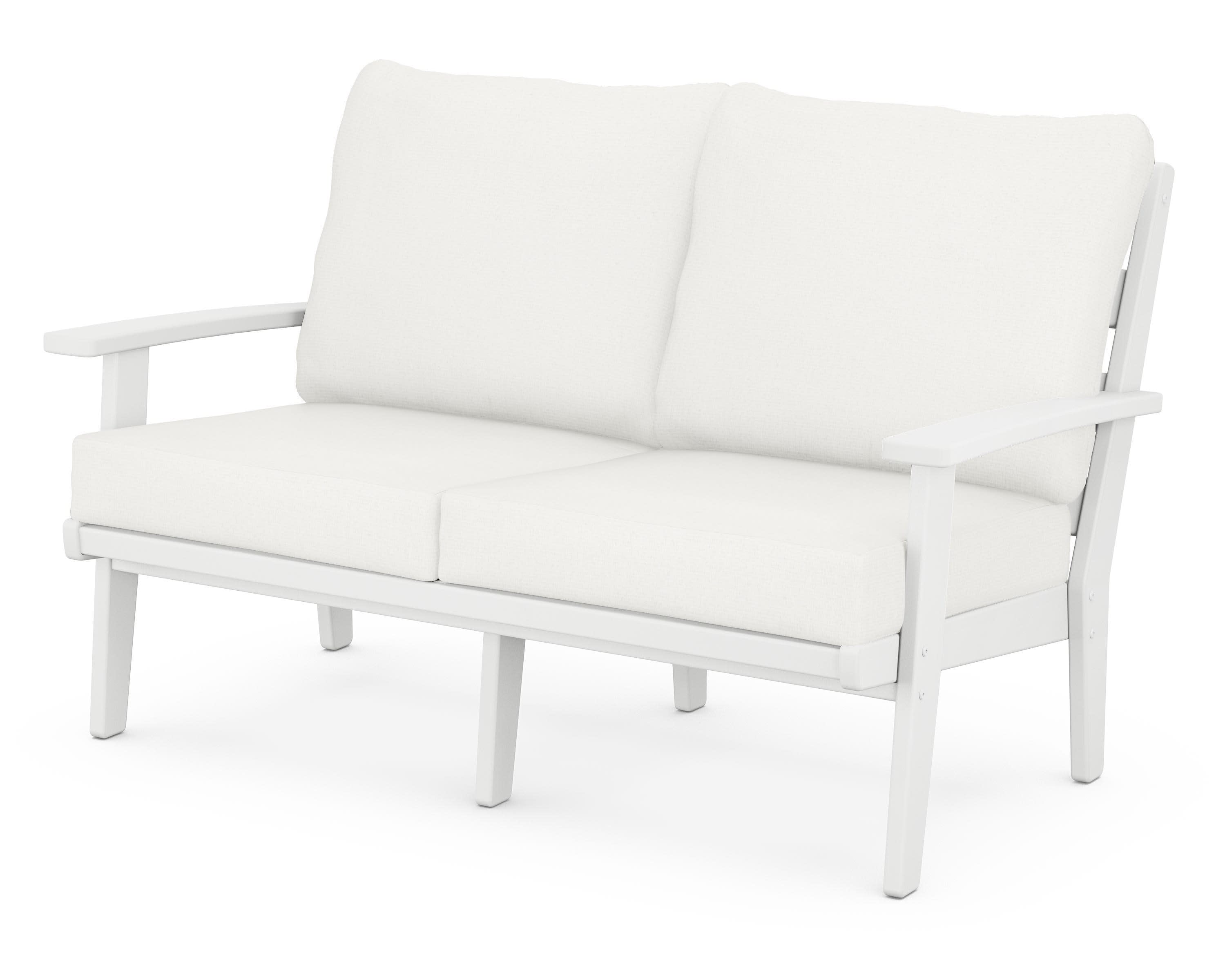 Grant Park Deep Seating Loveseat in White / Natural Linen